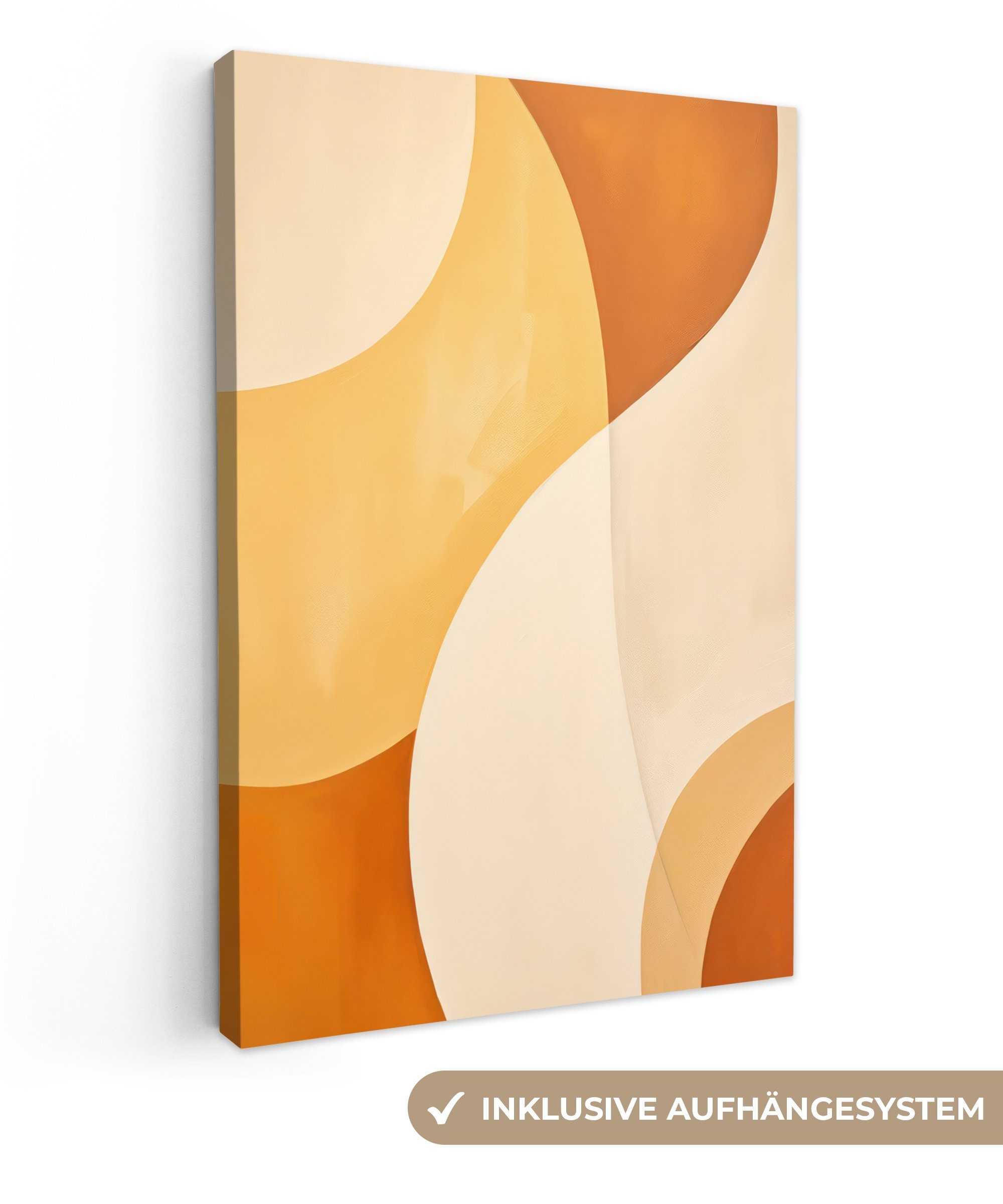 OneMillionCanvasses® Leinwandbild Abstrakt - Muster - Modern - Beige - Orange, (1 St), Leinwandbild fertig bespannt inkl. Zackenaufhänger, Gemälde, 20x30 cm