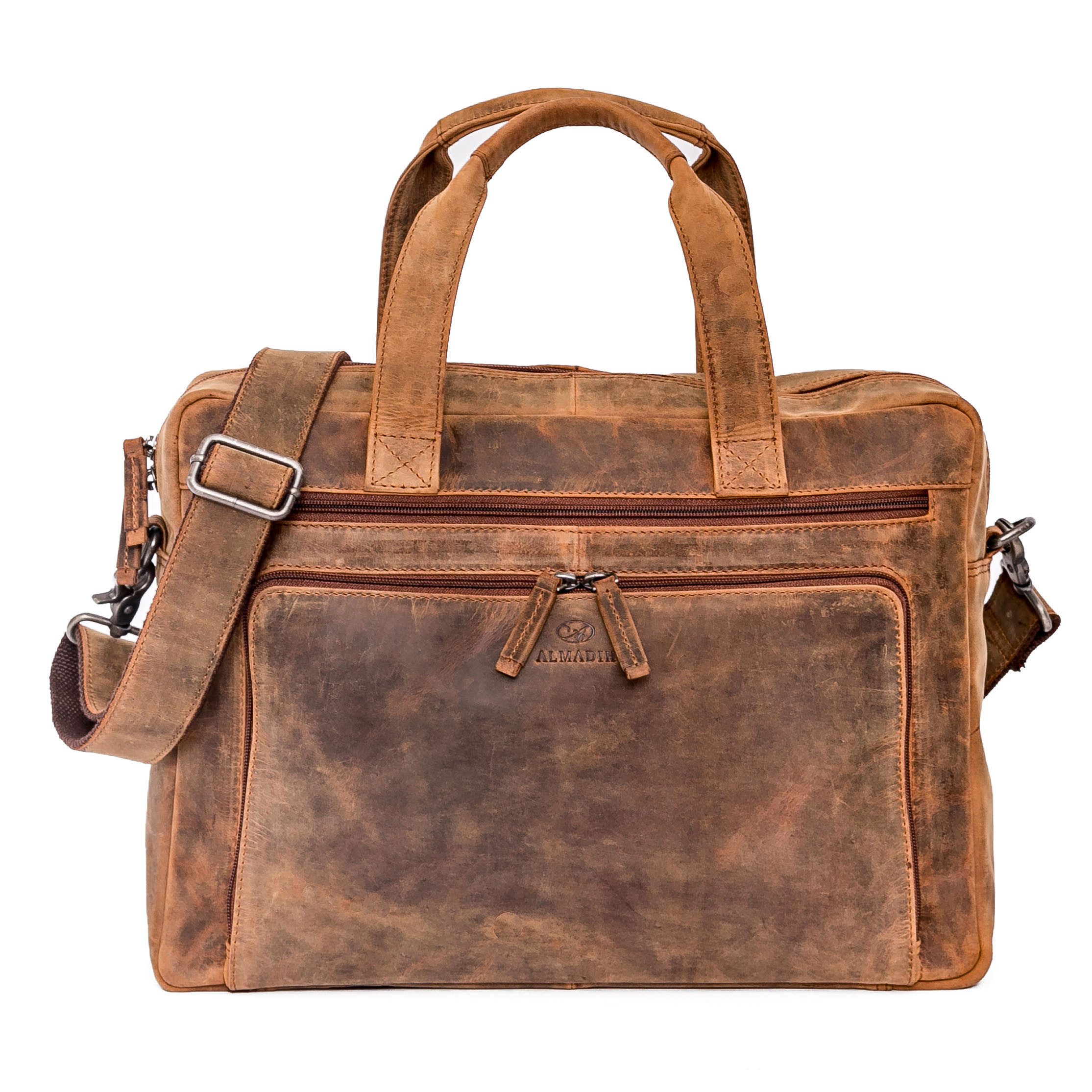 ALMADIH Businesstasche Leder Businesstasche BRUNO Ledertasche 15 Zoll Akten günstig online kaufen