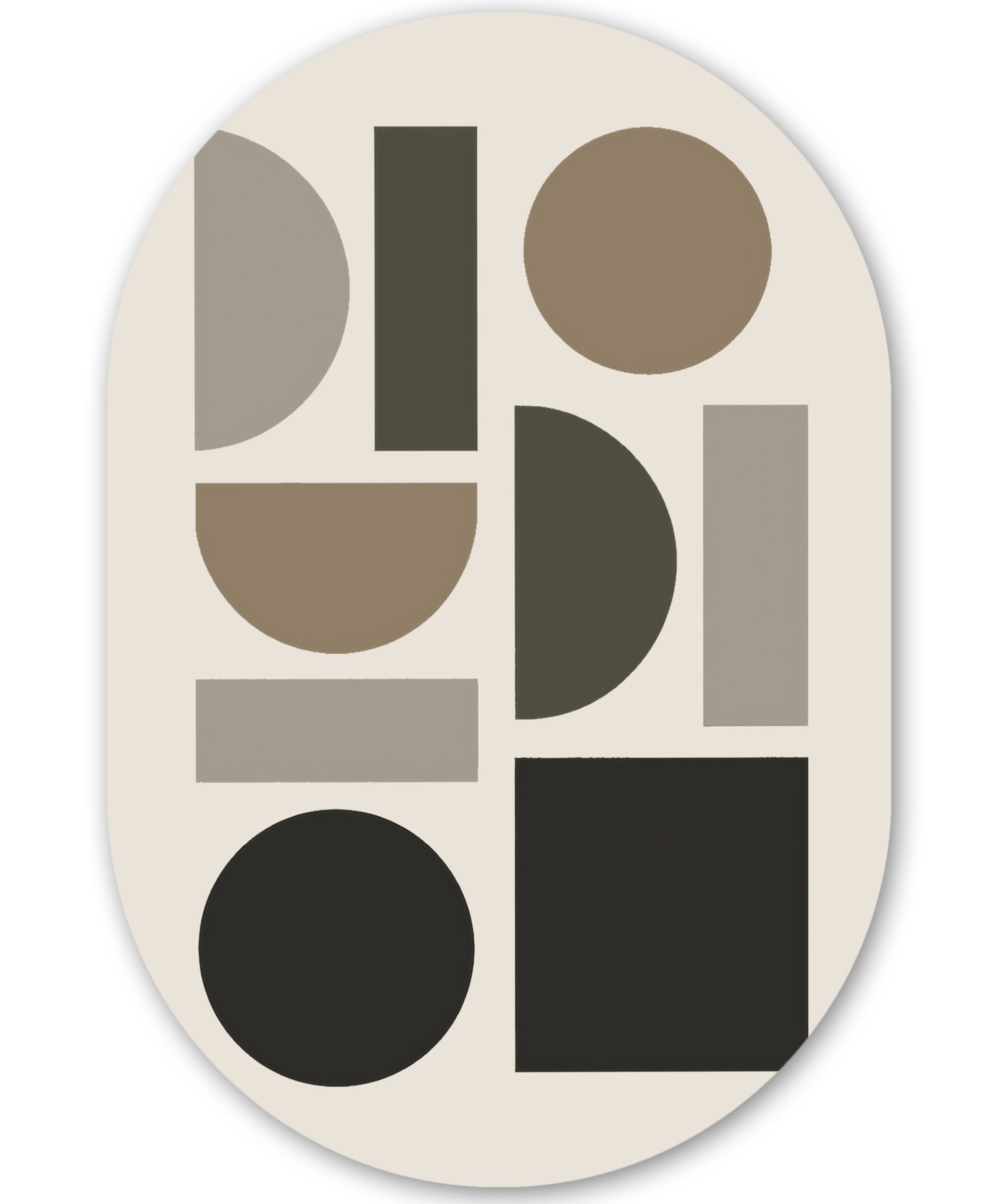 MuchoWow Gemälde Naturtöne - Grafik - Vertikale Komposition, Fotodruck (1 St), Wandbild Oval, Wohnzimmer oder Schlafzimmer Wanddekoration, 40x60 cm