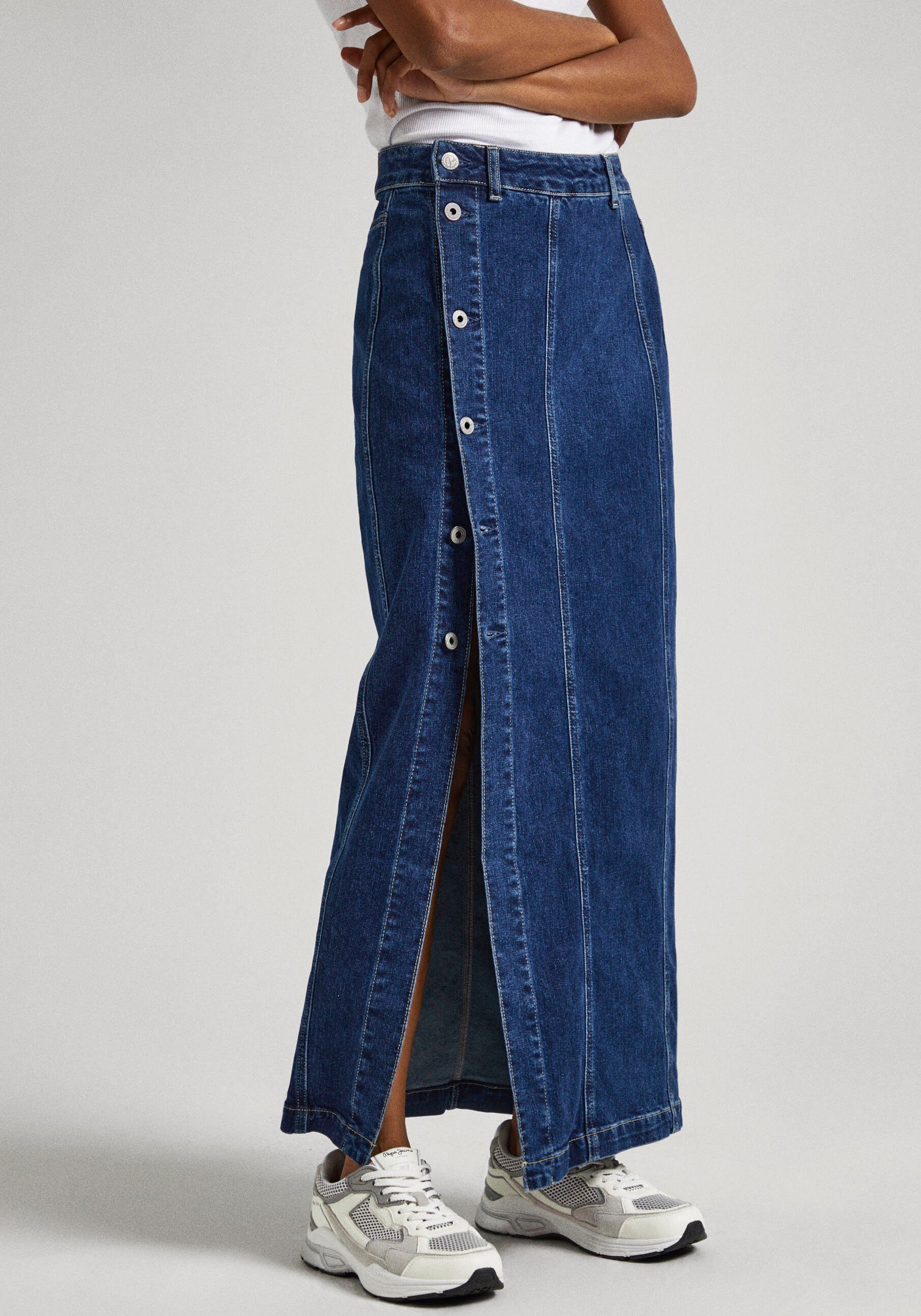 Pepe Jeans Jeansrock MIDI SKIRT mit Knopfleiste und Schlitz