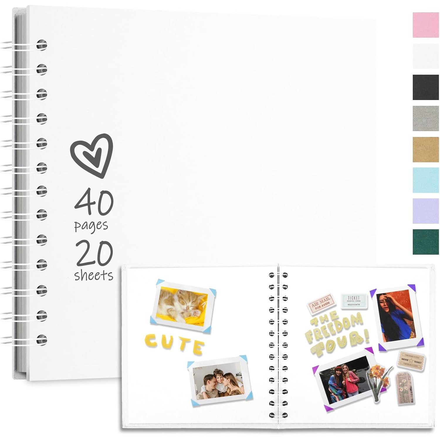 Fotoalbum album zum selbstgestalten, scrapbook 18x18 cm, 40 Seiten, Spiralalbum