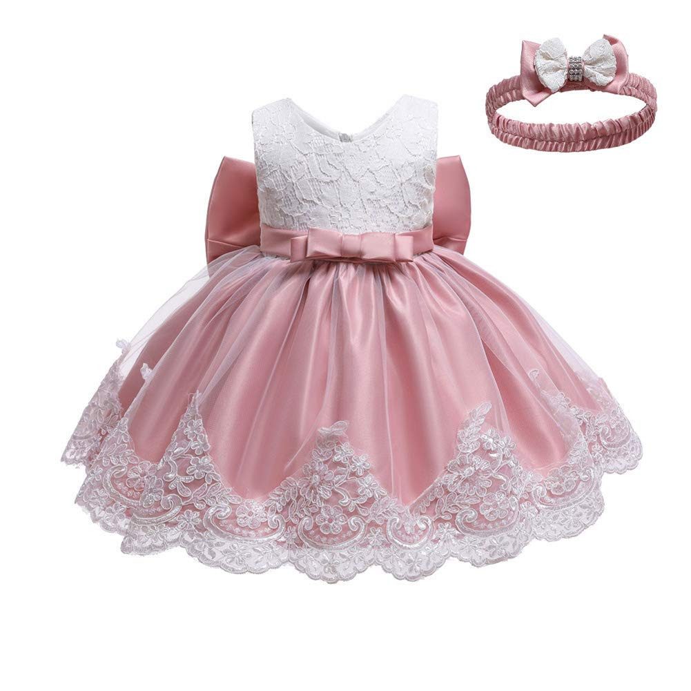 YI Prinzessin-Kostüm Bowknot Spitze Prinzessin Kleid Blumenmädchenkleid Taufkleid Größe 110