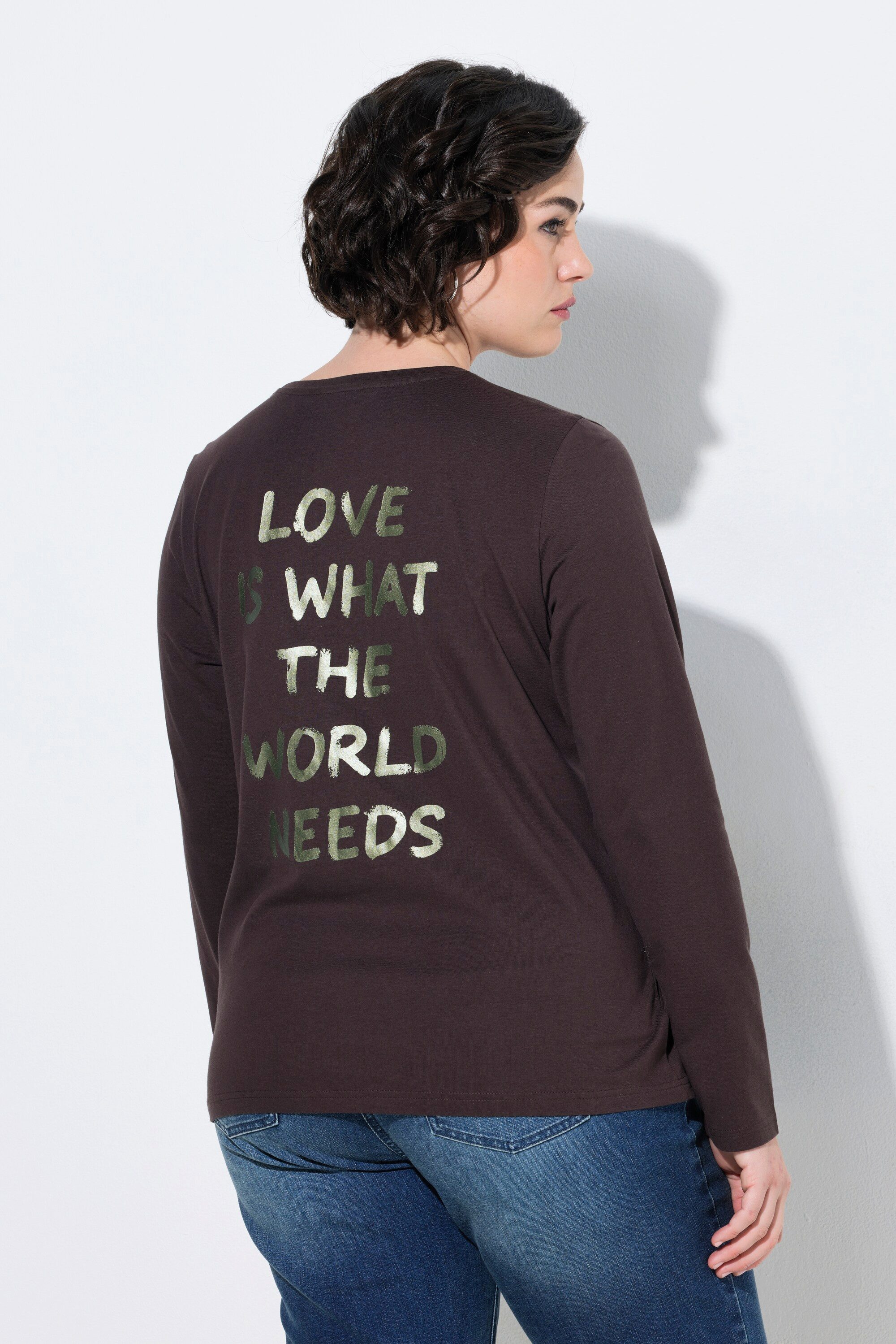 Ulla Popken T-Shirt Shirt Love Classic Rundhals Langarm
