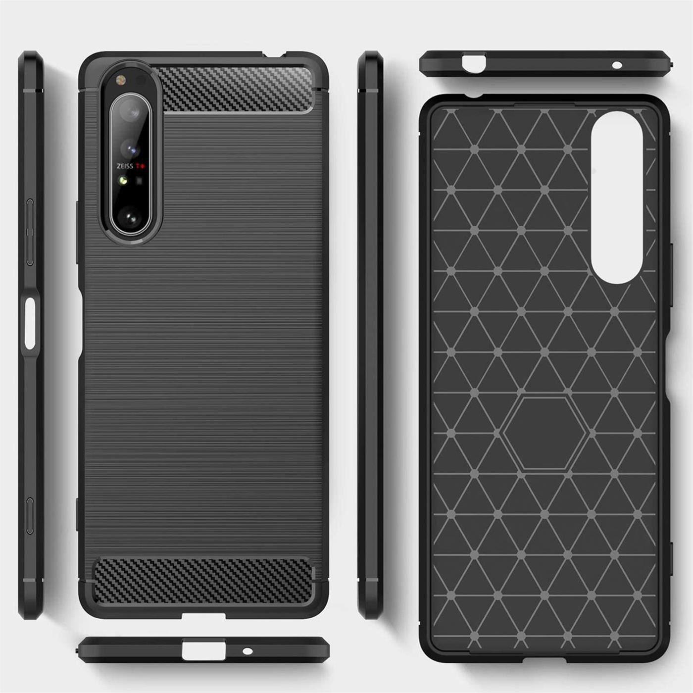 CoolGadget Handyhülle Carbon Handy Hülle für Sony Xperia 5 III 6,1 Zoll, robuste Telefonhülle Case Schutzhülle für Sony 5 III 2021 Hülle