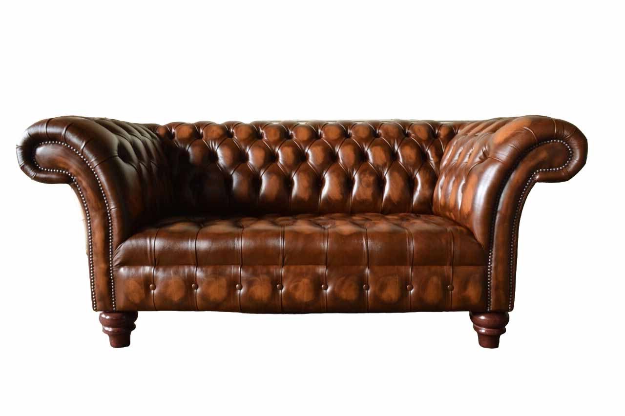JVmoebel Chesterfield-Sofa Elegantes Leder-Sofa in warmen Brauntönen für zwei Personen, Packung, Made in Europa
