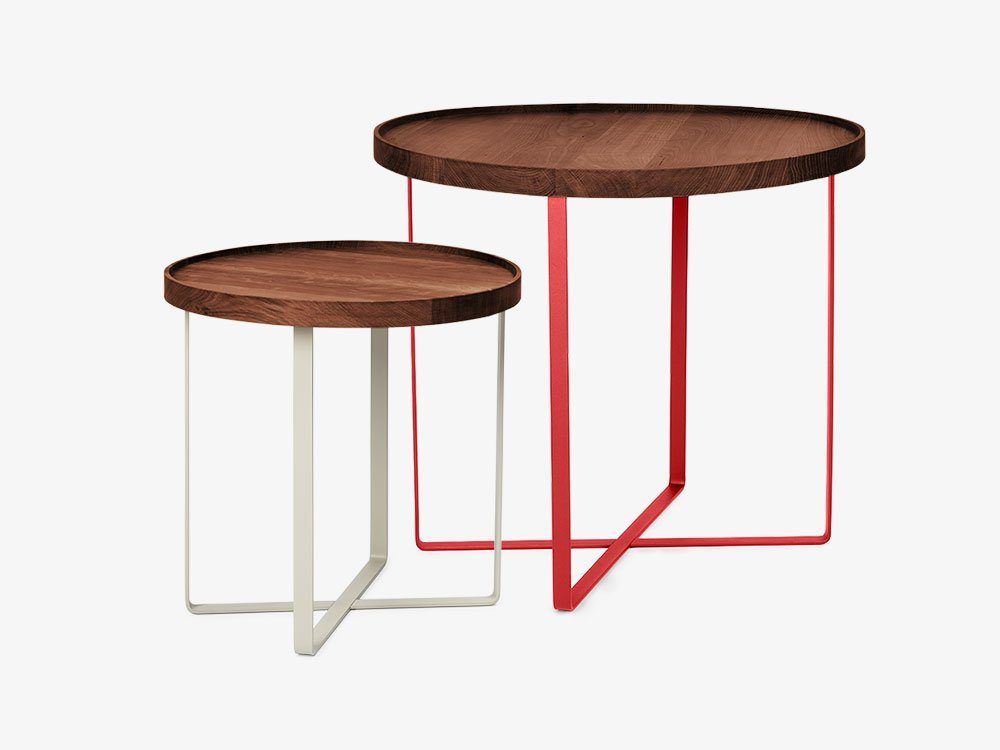 (2er-Set), Beistelltisch Nussbaum Abnehmbare Tischplatte mit Tischplatte MAXI-PAULE KAUTSCH.com | Beistelltisch coral-grau 2er-Set