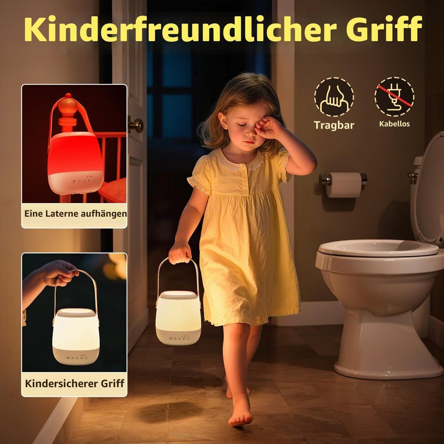 Vivitar LED Nachtlicht Dimmbar mit White Noise Maschine, 3-in-1 Baby Stilllicht, USB aufladbar und Tragbar, Fütterungslampe zum Stillen und Fläschchengeben, Nac – Bild 4 von 5