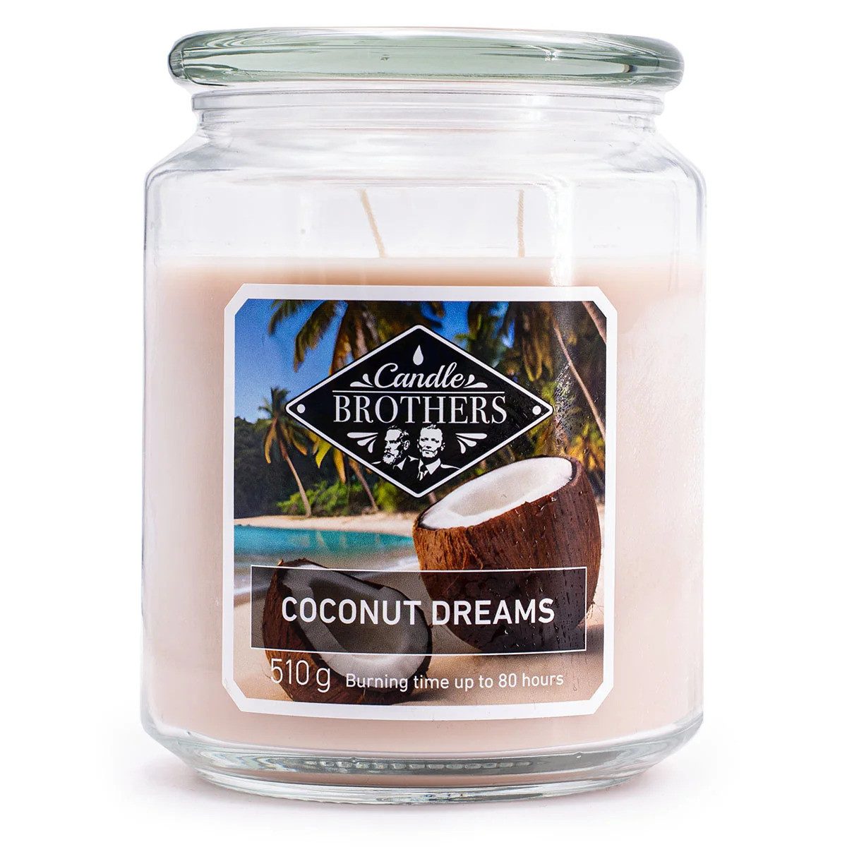 Candle BROTHERS Duftkerze Duftkerze Coconut Dreams 510 g – Exotischer Kokosduft bis zu 80 Stunde (Einzeln, 1-tlg., Einzeln), lange Brenndauer, intensiver Duft