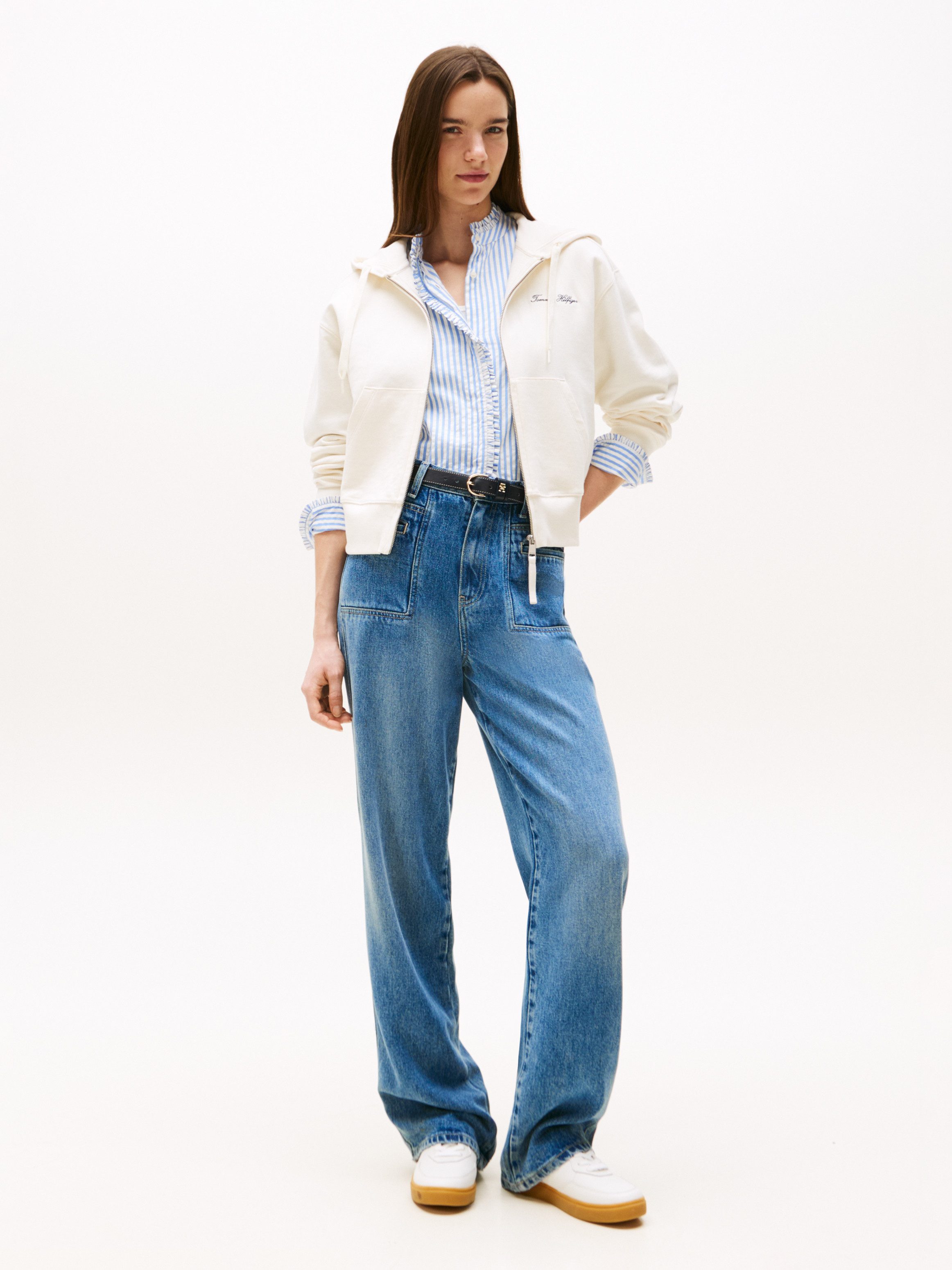 Tommy Hilfiger Sweatjacke SCRIPT REG PIQUE ZIP-UP HOODIE mit Tommy Hilfiger günstig online kaufen