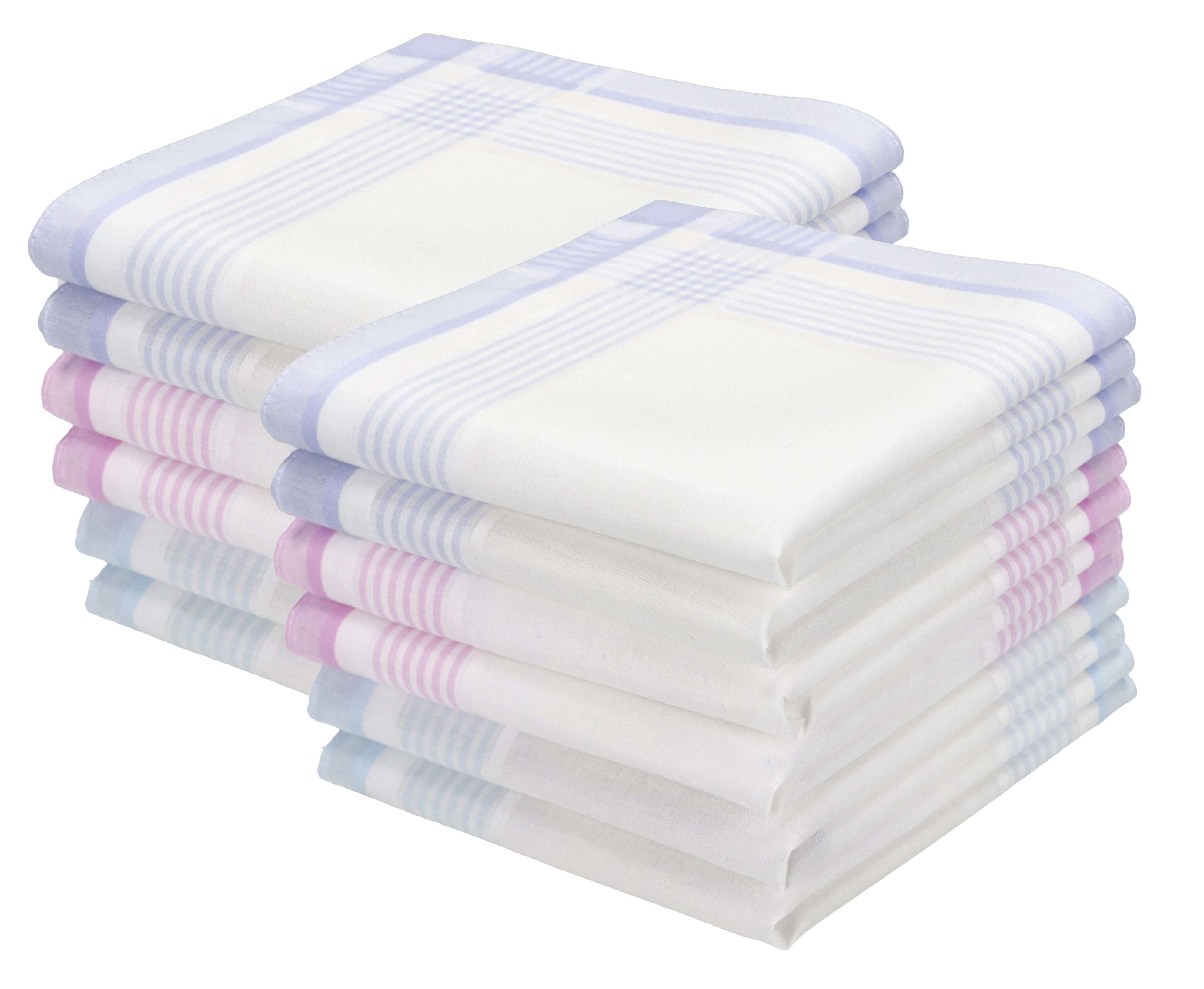 Betz Taschentuch 12er Damen Stoff Taschentücher Set Emma Größe ca. 28x28 cm, (12 Teile, 12-St. 12 Taschentücher)