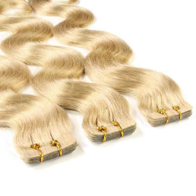 hair2heart Echthaar-Extension Tape Extensions gewellt #9/0 Lichtblond 40cm