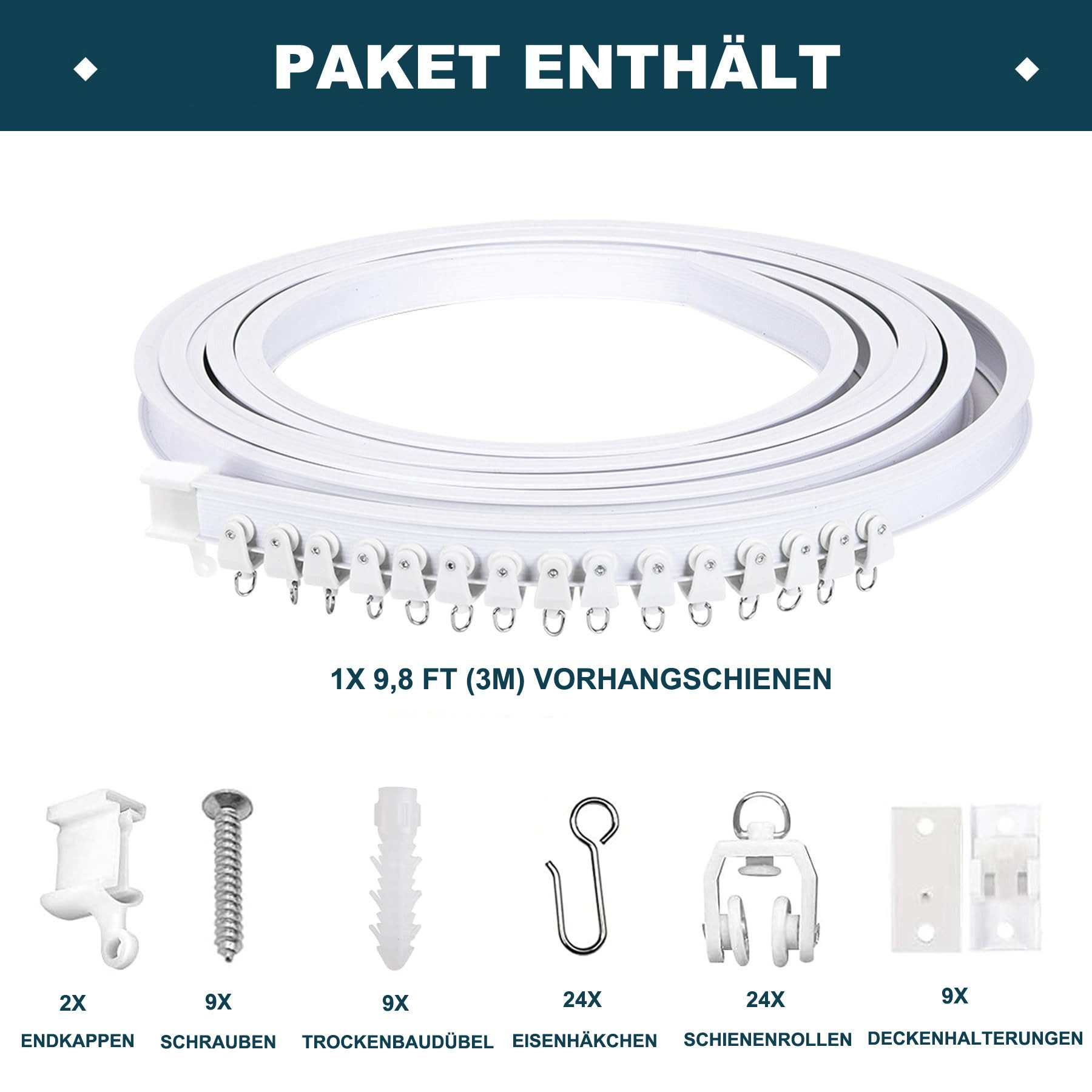 Coonoor Gardinenschiene Biegbares Vorhangschienensystem, Flexible Kurven-Sc günstig online kaufen