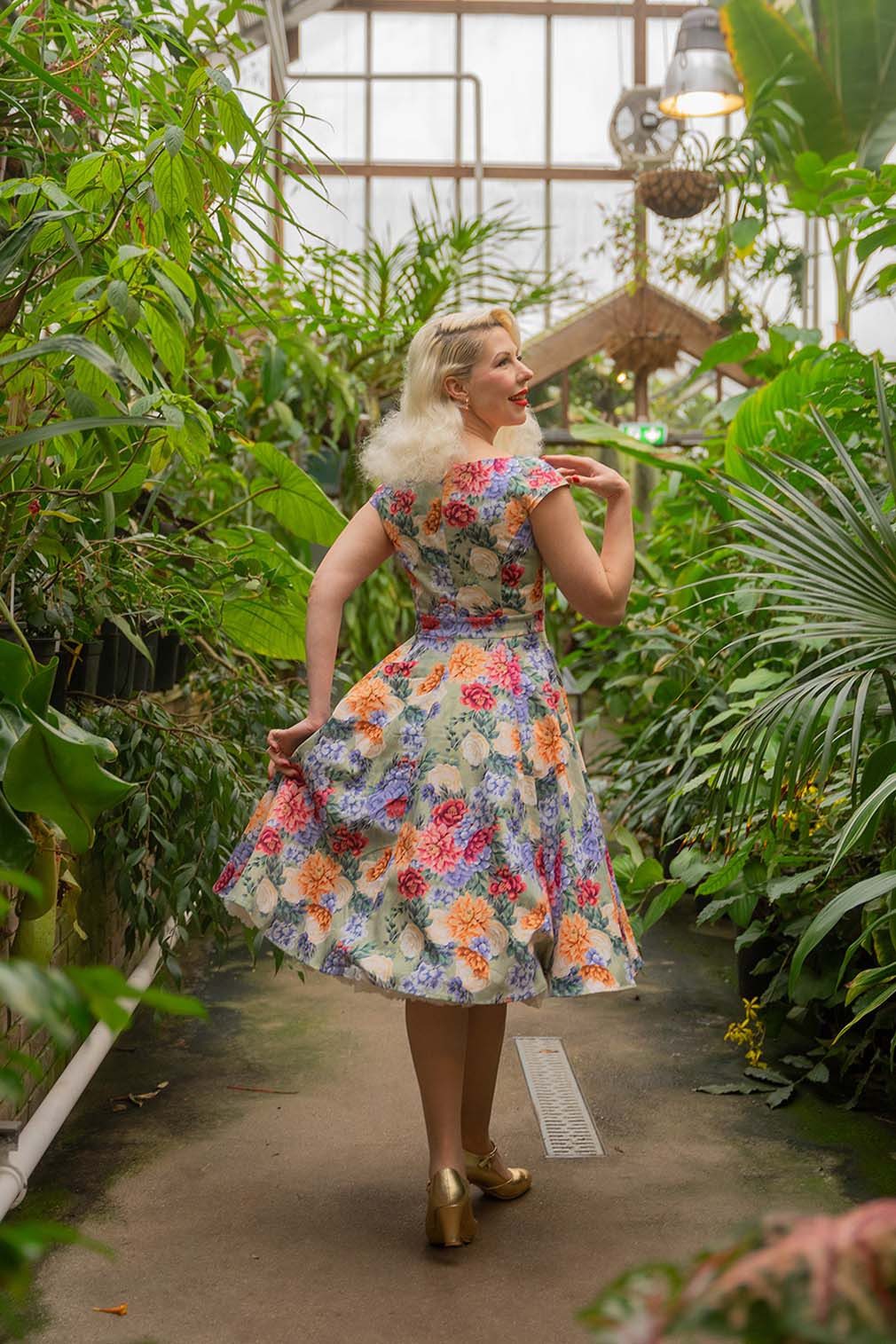 Hearts & Roses London A-Linien-Kleid La Leah Floral Swing Dress Retro Vintage Fit-N-Flare 50er