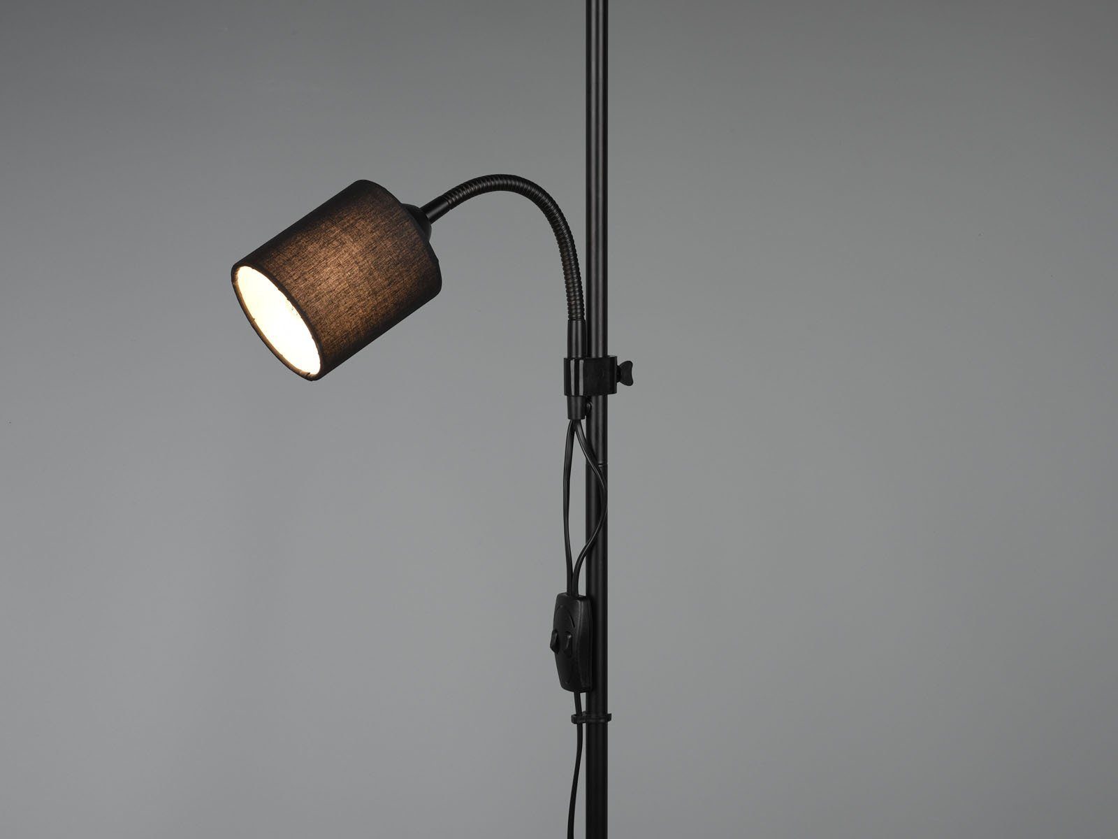 LED Design-klassiker meineWunschleuchte Warmweiß, Stehlampe, Lampenschirm-e mit Höhe Schwarz LED Lesearm, Leselampe wechselbar, Stoff 160cm