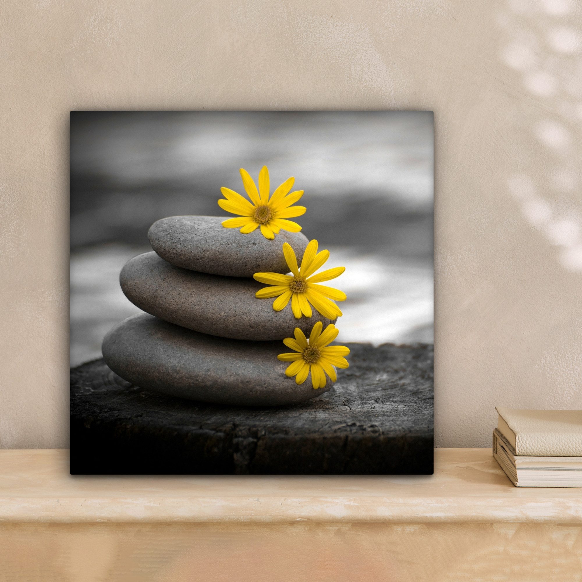 OneMillionCanvasses® Leinwandbild Zen-Steine - Blumen - Gelb - Natur, Fotod günstig online kaufen