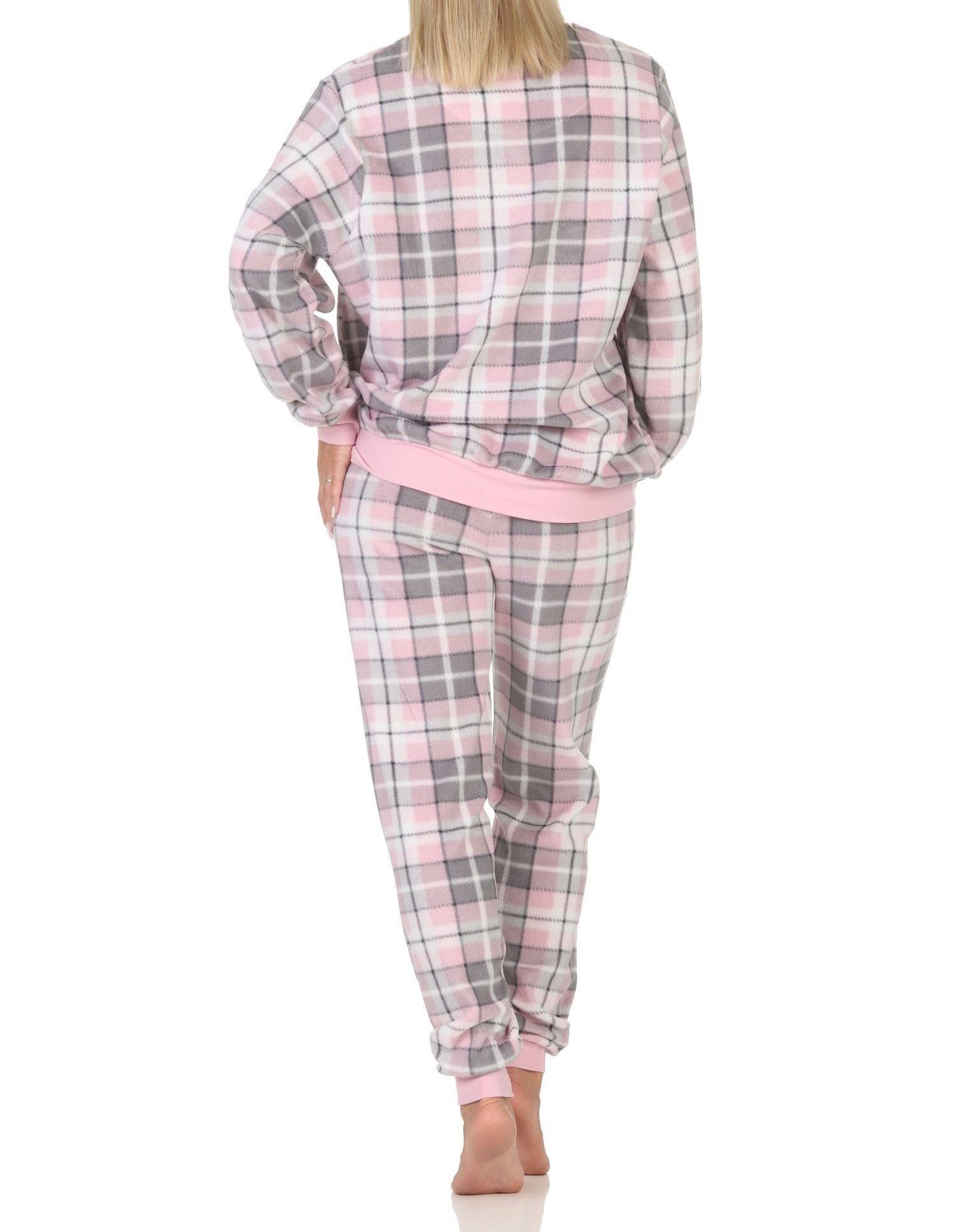 Normann Pyjama Normann Damen langarm Fleece Pyjama mit Bündchen in chilligen Look – Bild 4 von 4