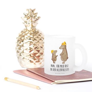 Mr. & Mrs. Panda Teeglas Bären mit Hut - Transparent - Geschenk, Tasse, Mama, Teetasse, Teetas, Premium Glas, Liebevolle Gestaltung