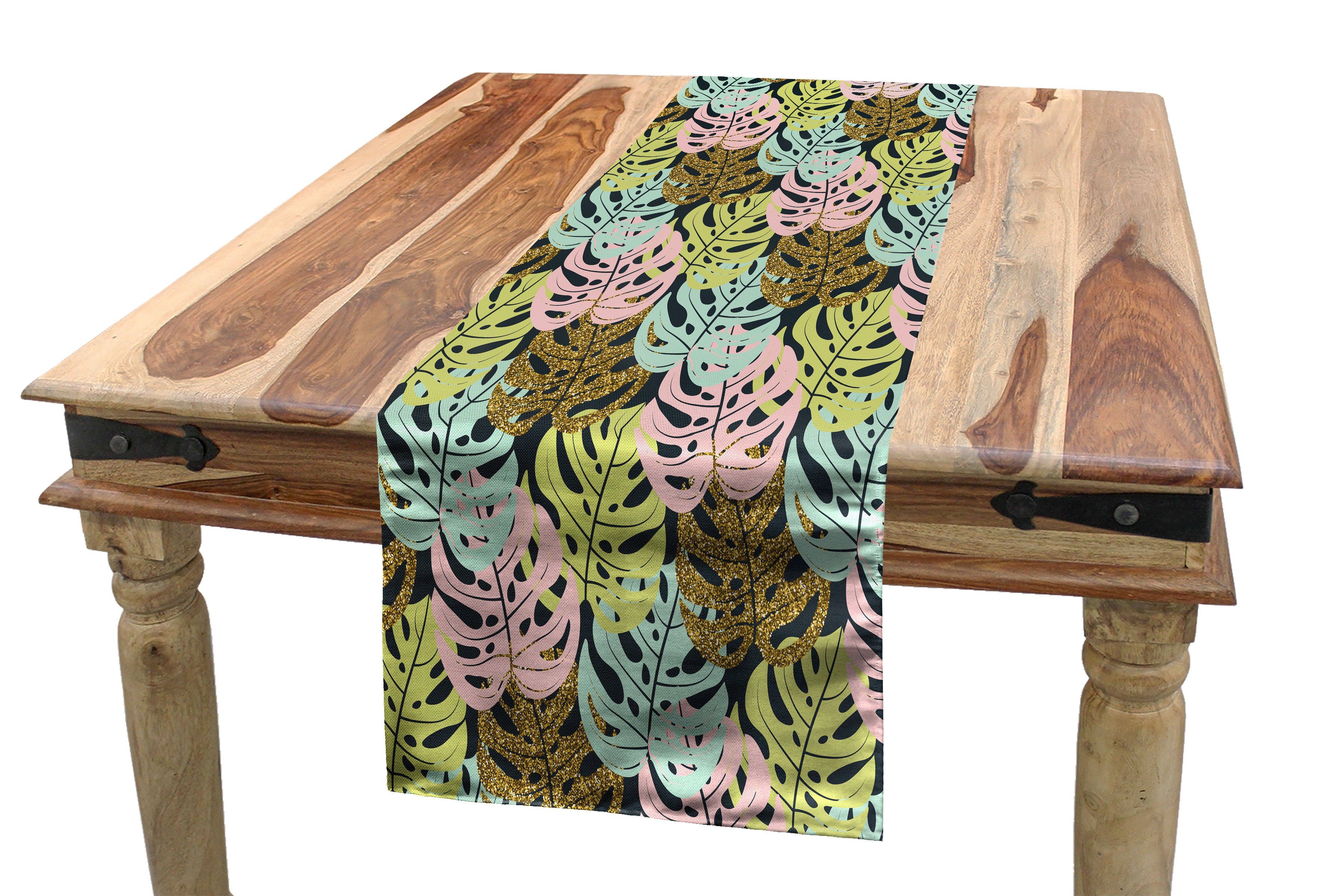 Tischläufer, Küche Rechteckiger Bunt Dekorativer Esszimmer Tropische Tischläufer Abakuhaus Blätter-Muster