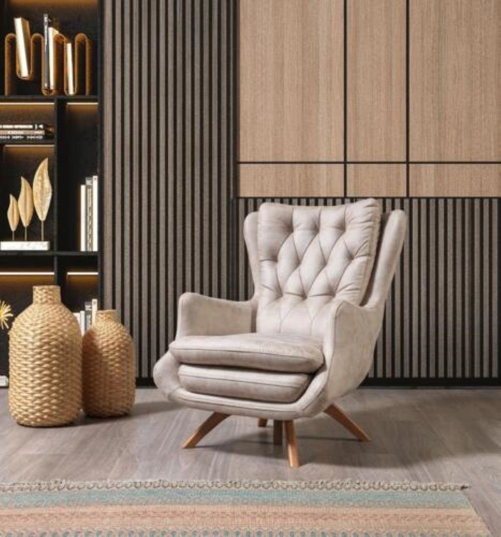 JVmoebel Sessel Wohnzimmer Sessel Design Couch Textil Luxus Polster Sitzer Neu Modern, Made in Europa