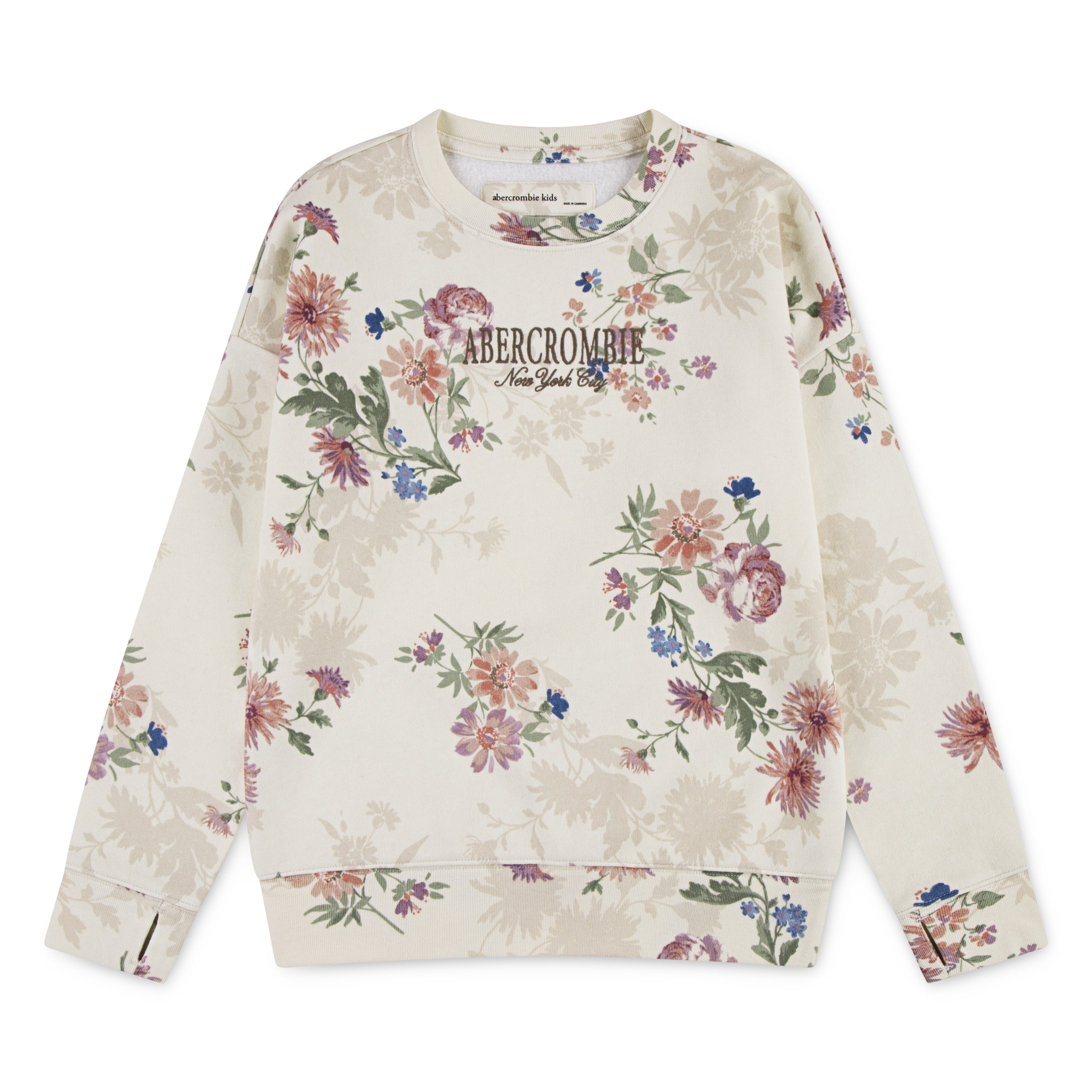 Abercrombie Kids Sweater AFG ANF FLORAL CREW mit floralem Muster und Logostickerei, for girls