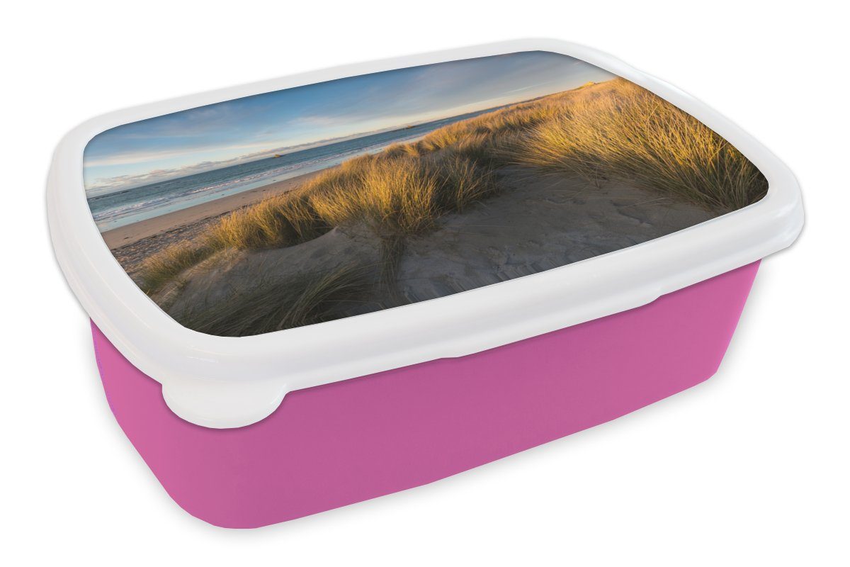 MuchoWow Lunchbox Düne Kinder, Erwachsene, Meer, rosa Kunststoff, - Brotbox für Strand (2-tlg), Mädchen, Kunststoff - Snackbox, Brotdose