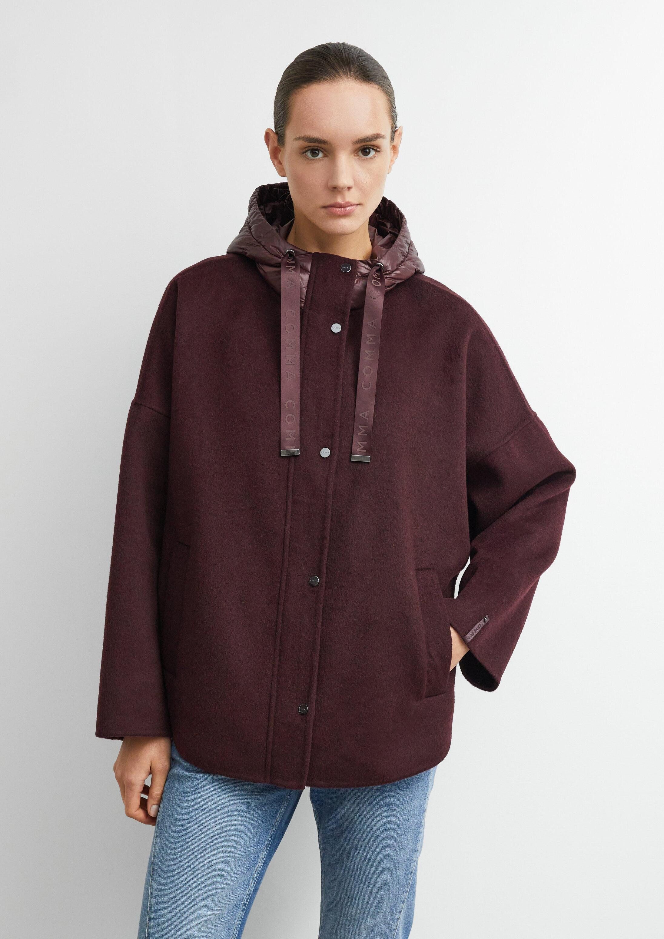 comma Winterjacke Outdoor-Jacke Cape-Jacke aus Doubleface mit Nylon-Kapuze