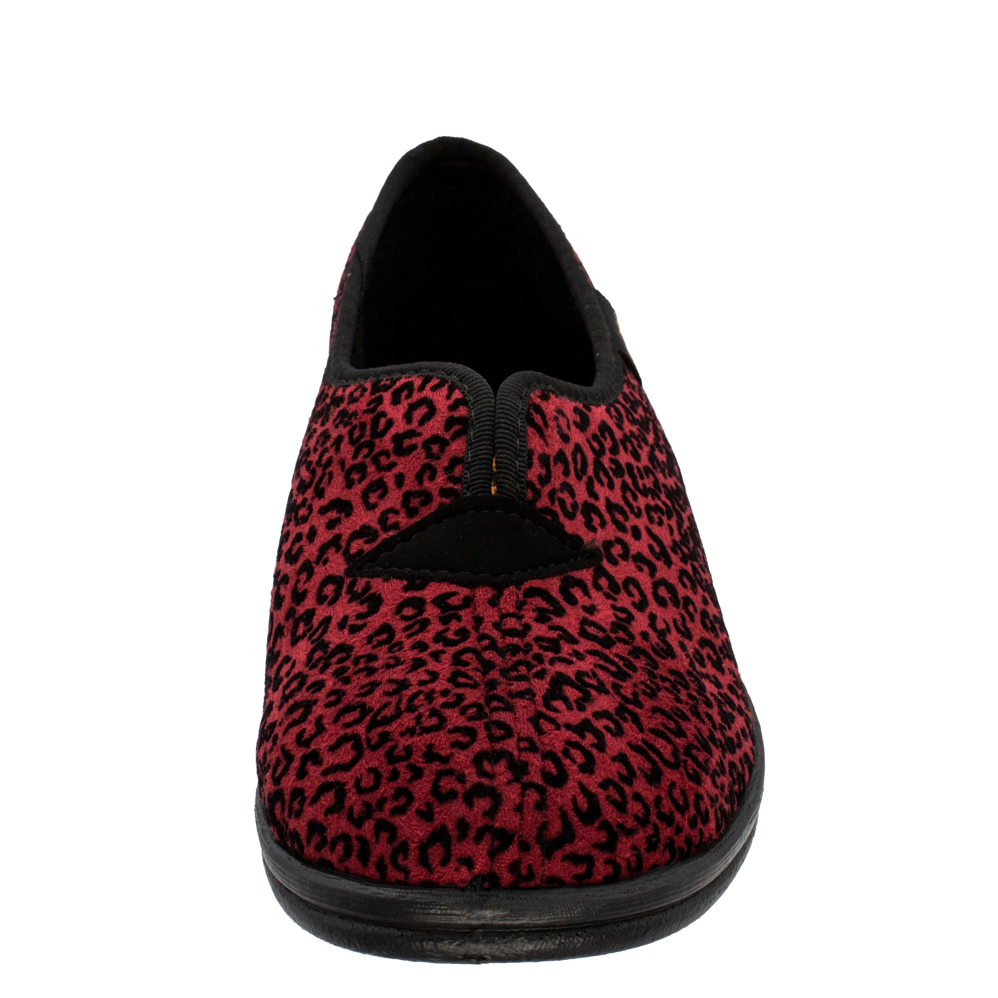 Fischer-Markenschuh Dora Hausschuh Leoprint, Weite H, Frotteefutter, Zum Schlupfen