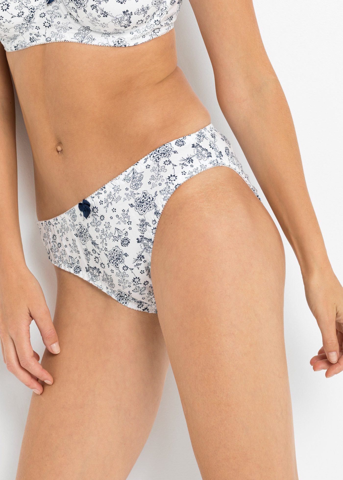 bonprix Slip (Packung, 3-St) unifarben und bedruckt, mit kleinem Schleifendetail
