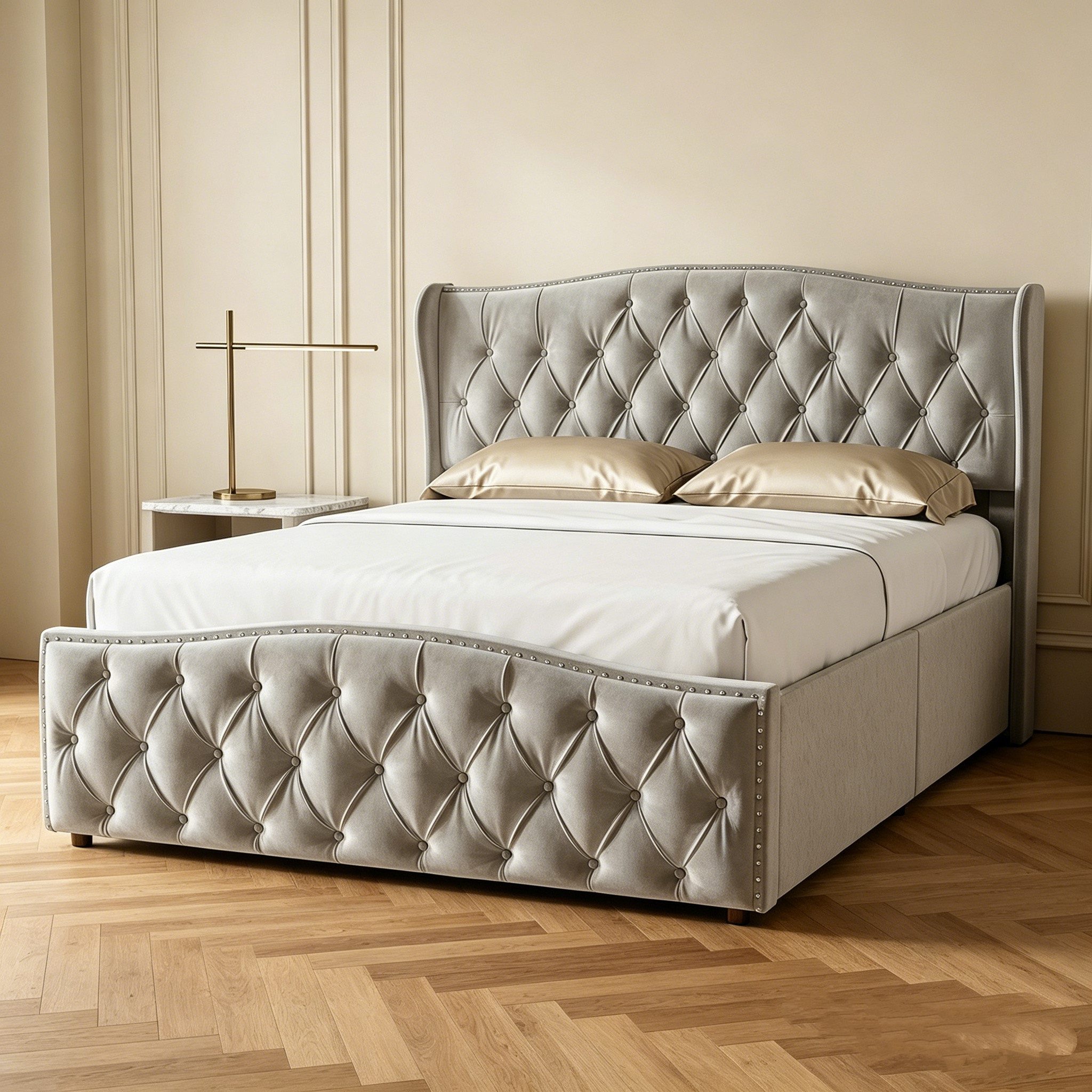 Furnishings Home Polsterbett Stauraumbett Doppelbett mit Bettkasten (Hydraulisch hebbarem Stauraum), Moderner Stil, Mit Stauraum, Lattenrost, Samt, 160x200 cm
