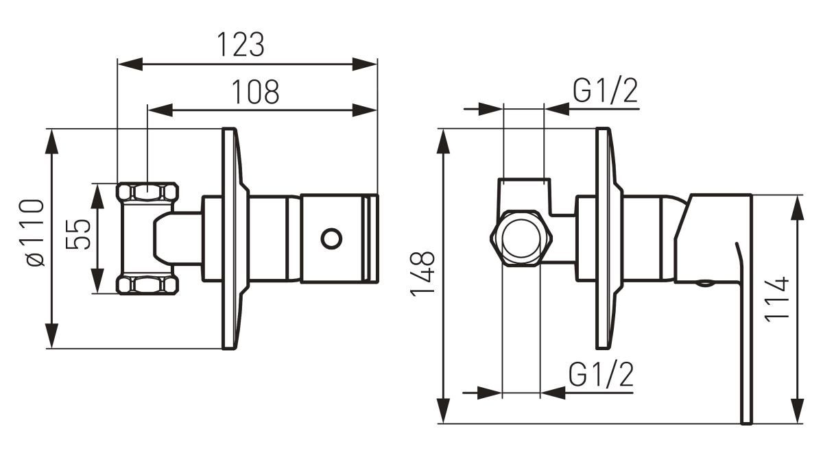 Ferro Duscharmatur ALGEO Unterputz Brausearmatur Mischbatterie rund, Chrom, BAG7PA