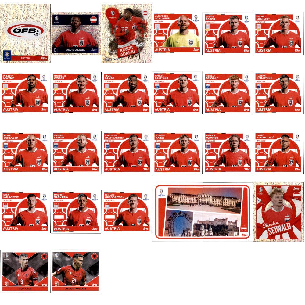 Topps Sammelkarte UEFA EURO 2024 Germany - Sammelsticker - Mannschaftspaket - Österreich
