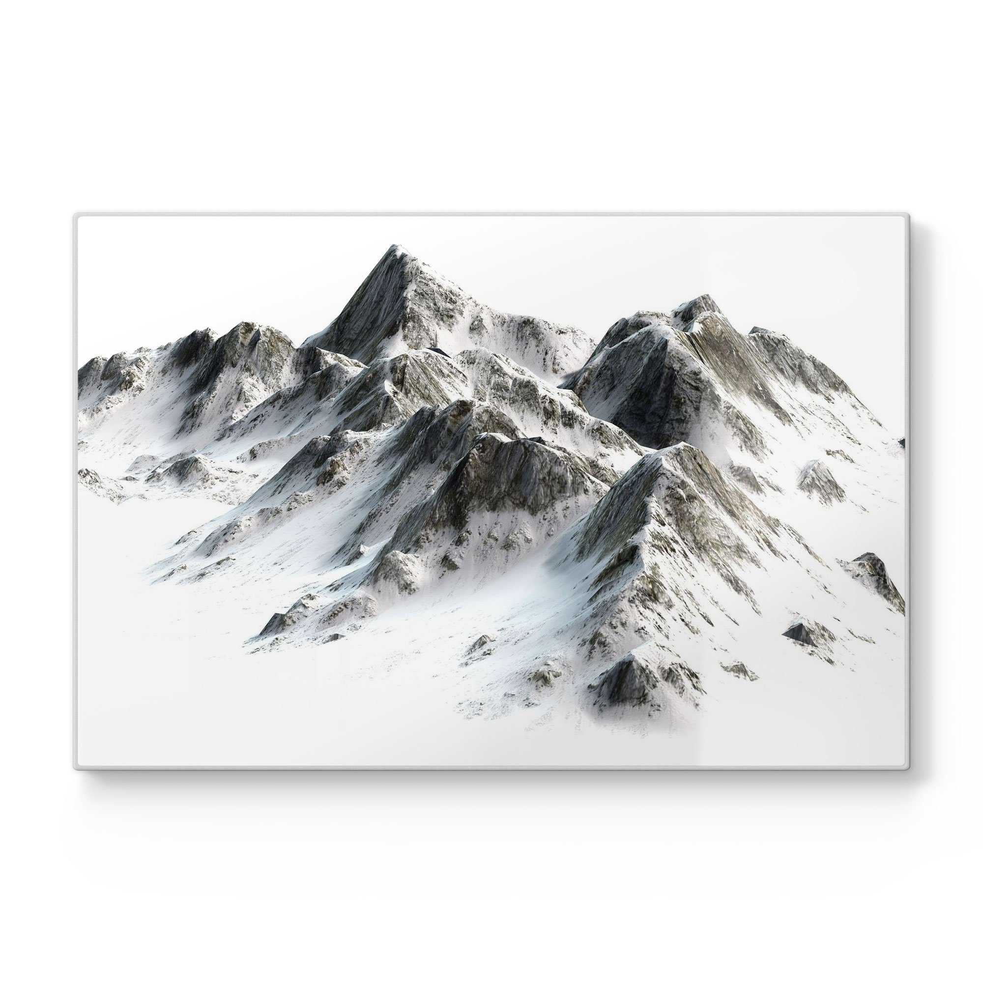 Schneideplatte Frühstücksbrett Glas, DEQORI Bergmassiv', Schneidebrett 'Verschneites Platte