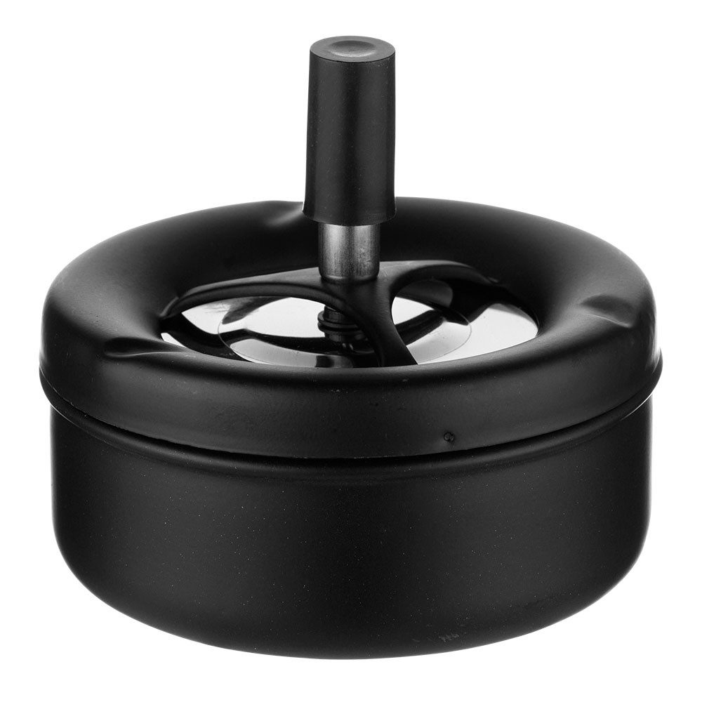 Coumo Aschenbecher Drehaschenbecher Schwarz Matt, mit Deckel, Metall, für draussen