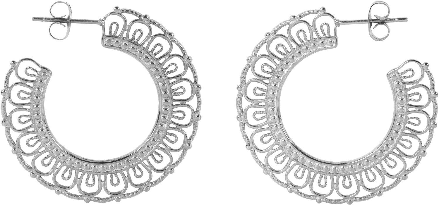 styleBREAKER Paar Creolen Edelstahl Creolen Ohrringe mit Ornament Verzierung (2, 2-tlg)
