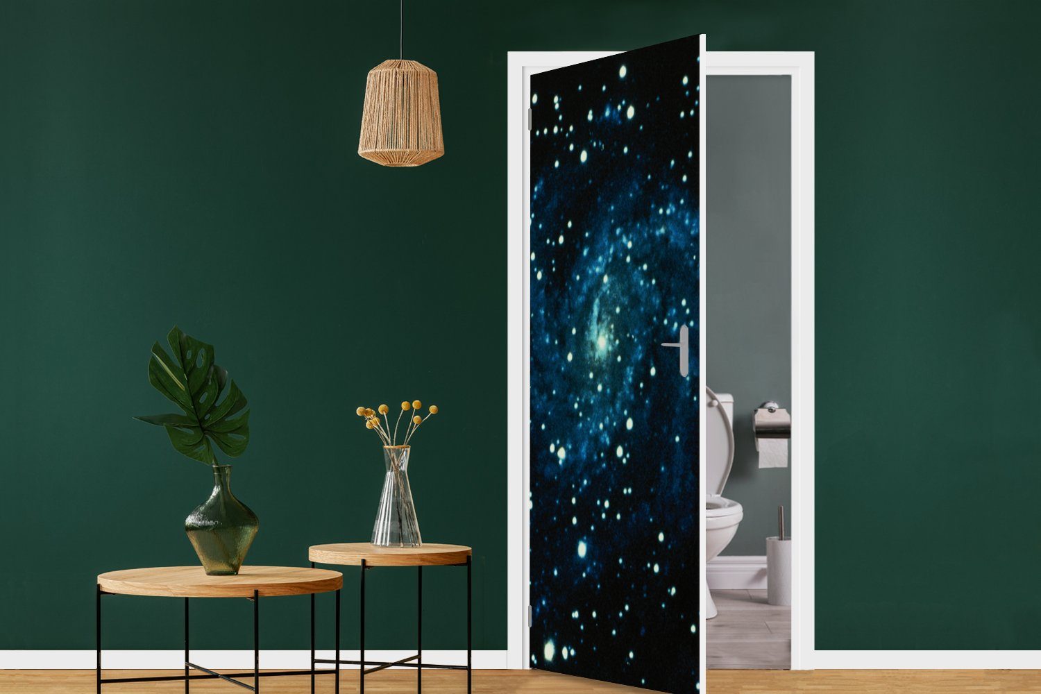 MuchoWow Türtapete für des cm bedruckt, 75x205 St), (1 außerhalb Tür, Matt, Galaxie Sonnensystems, Türaufkleber, Fototapete