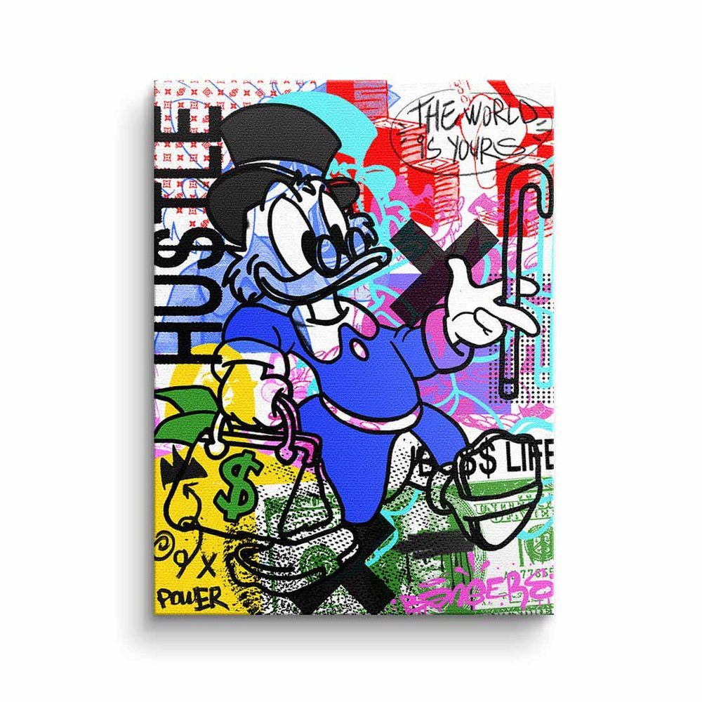 DOTCOMCANVAS® Leinwandbild, Dagobert Duck Leinwandbild Comic Pop Art Geld Graffiti hustle ohne Rahmen