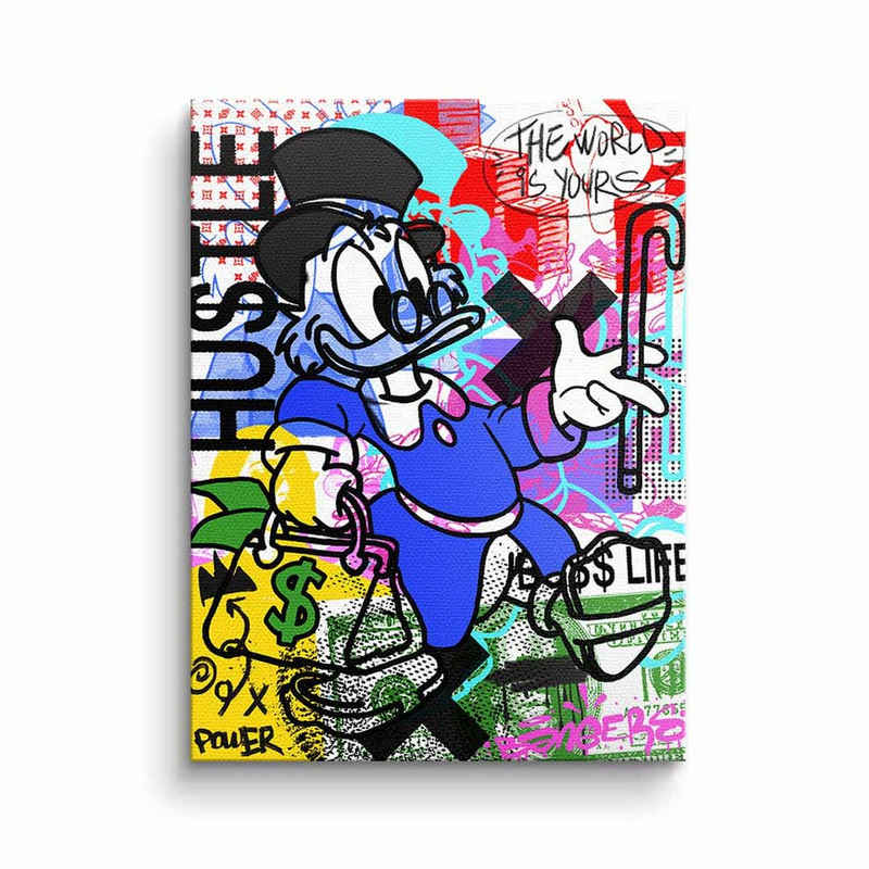 DOTCOMCANVAS® Leinwandbild BO$$ LIFE, Dagobert Duck Leinwandbild Comic Pop Art Geld Graffiti hustle