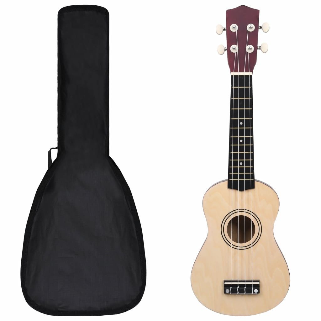 vidaXL Akustikgitarre 21quot Sopran-Ukulele-Set mit Tasche für Kinder Helles Holz 21