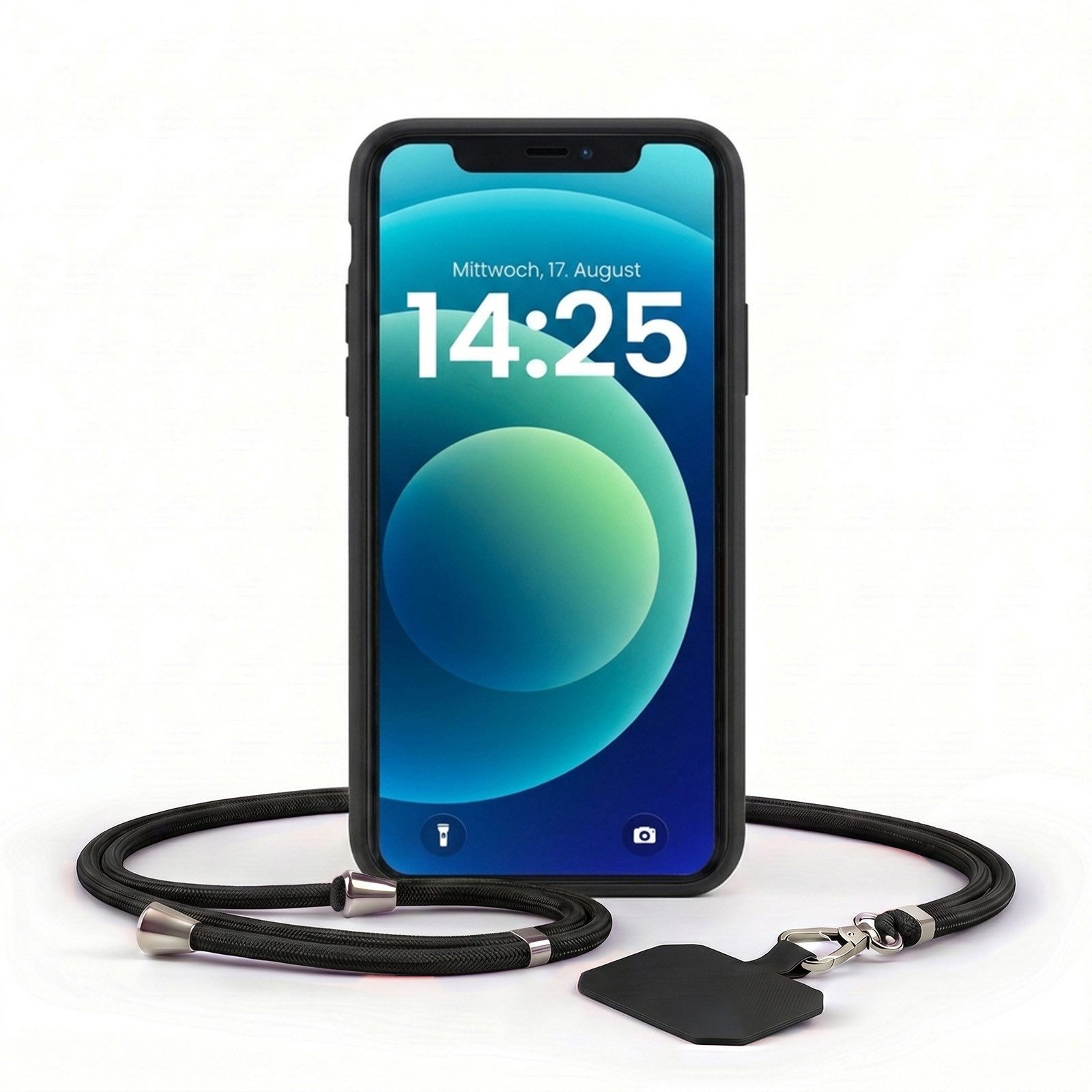 Handyhülle SoftGrip Cover Hülle mit Trageband für Apple iPhone 12 6.1 Zoll, 6.1, Handy Case Kameraschutz mit Handykette Handyband Umhängeband Lanyard