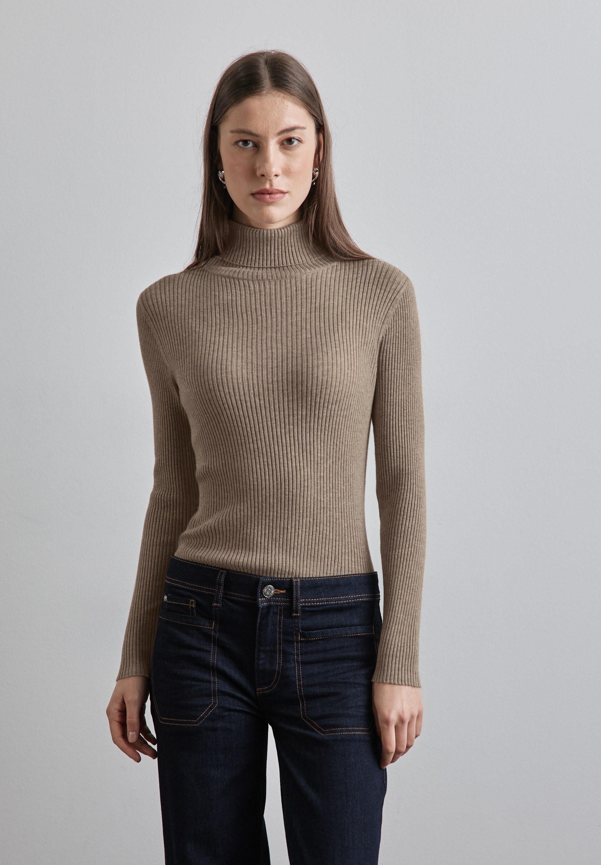 STREET ONE Rollkragenpullover, mit Rippstrick-Struktur günstig online kaufen