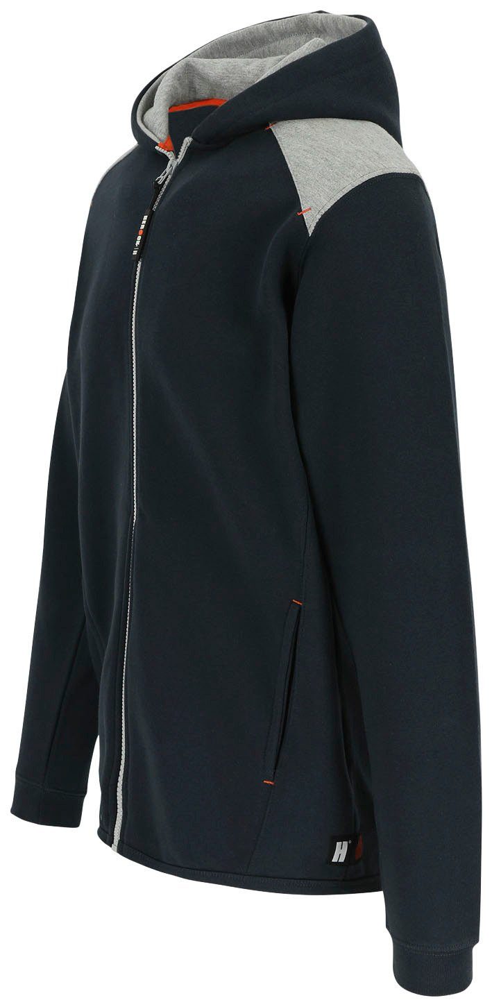 Kapuze und Angenehme Herock Rückenteil langem Sweater Jacke langem Reißverschluss mit Kapuzenpullover mit marine Juno