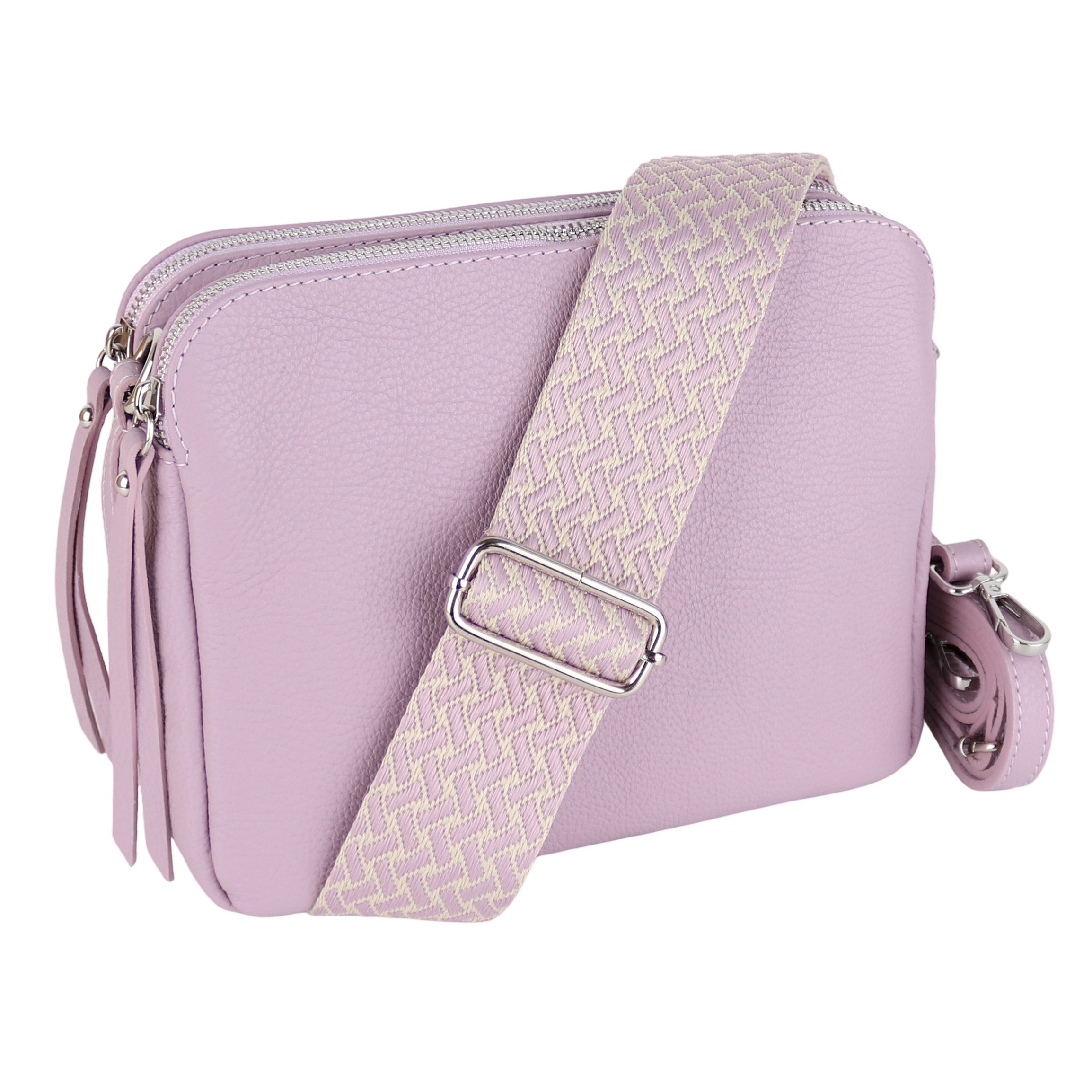 MIRROSI Schultertasche aus Echtleder, hergestellt in Italien, mit 2 Riemen (ca.24x18x9cm), Umhängetasche, Crossbody Bag, verstellbaren Schulterriemen