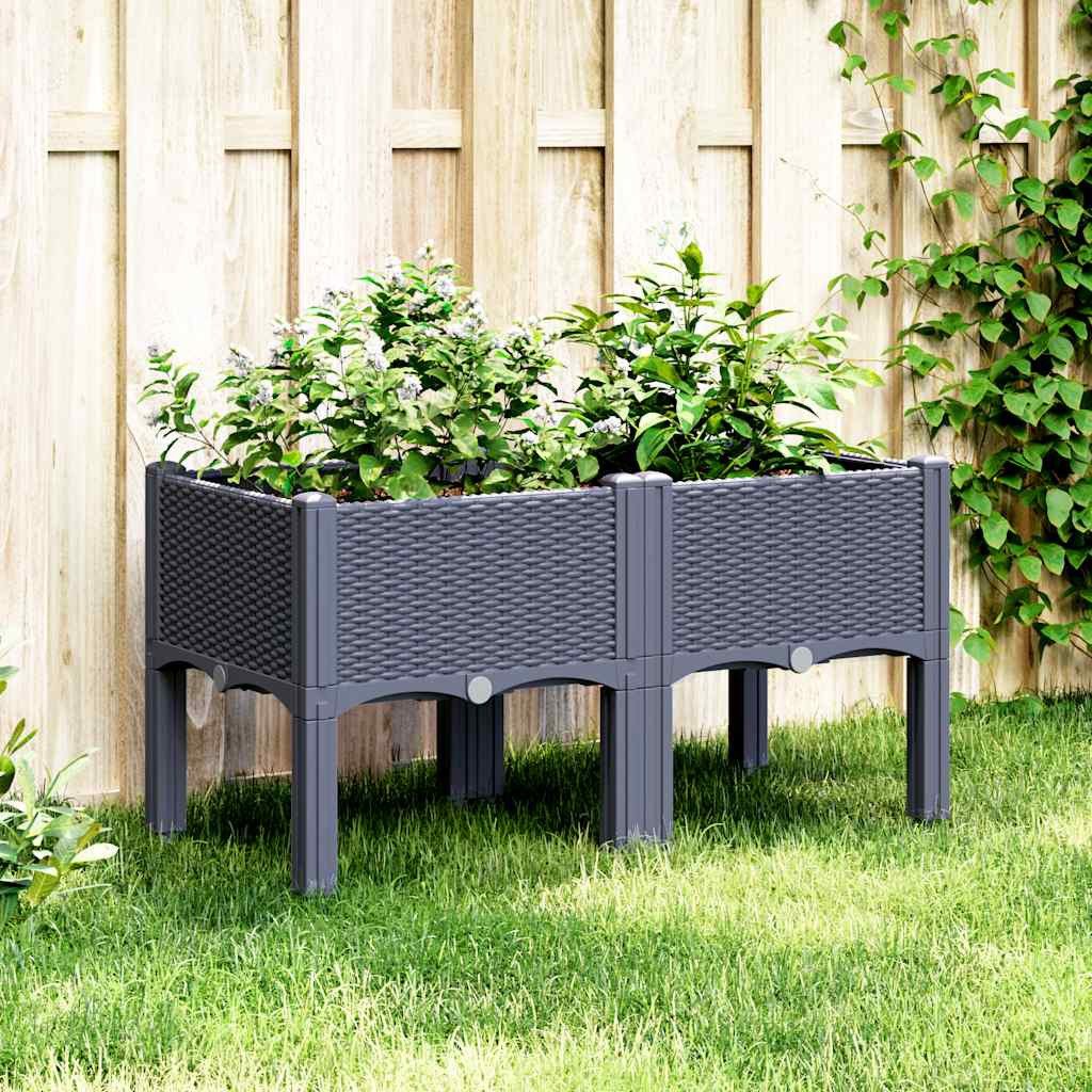 vidaXL Blumentopf Pflanzkasten mit Beinen Blaugrau 80x40x42 cm PP (1 St)
