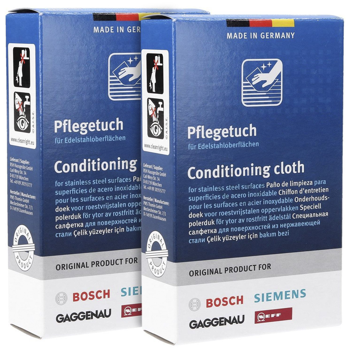 BOSCH Set Pflegetücher 00312007 Pflegetuch (Papier, 10-tlg., für Edelstahloberflächen für Hausgeräte)