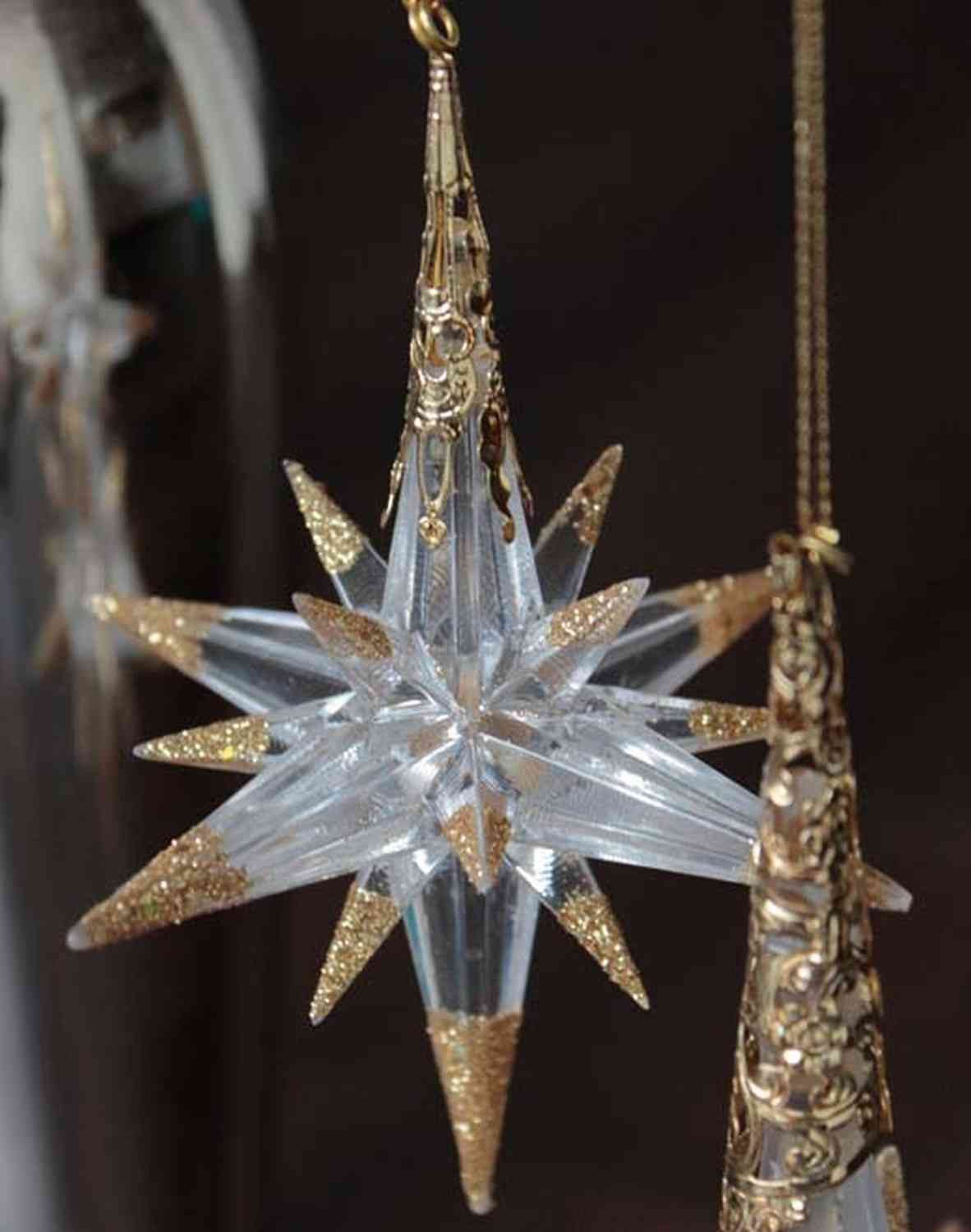 INNA-Glas Christbaumschmuck Deko Stern Hänger MABOU, Glitzer, Gold, 10cm, Ø10cm