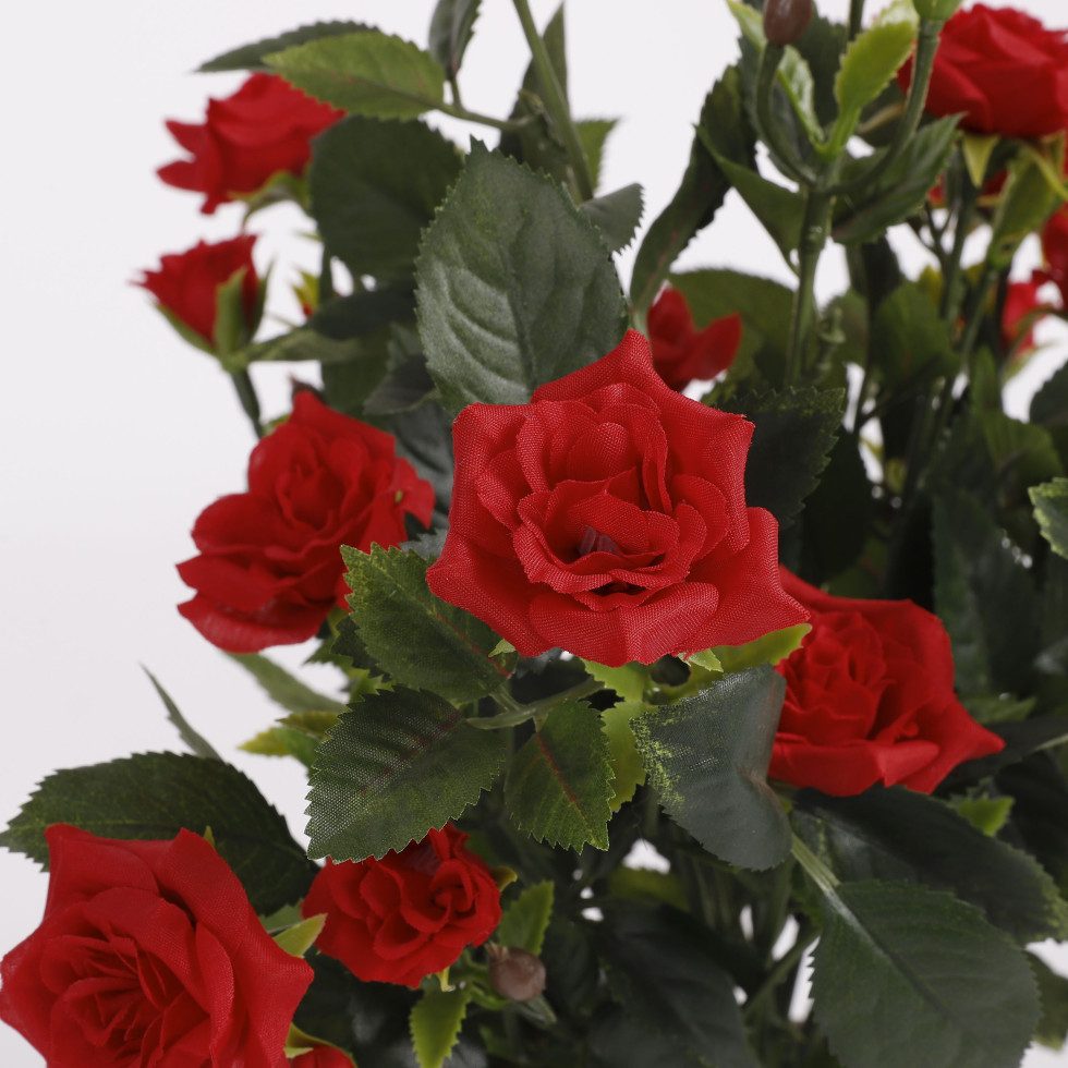 Kunstpflanze Mica künstlicher Rosenstrauch rot im Blumentopf 33, Mica Decorations