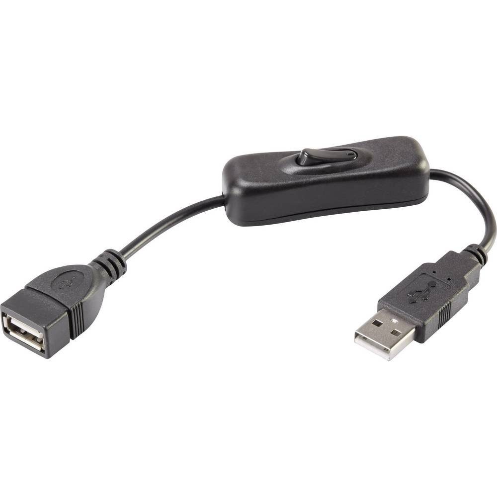 Renkforce USB-Verlängerungskabel A/A mit Ein-/Aus-Schalter USB-Kabel, inkl.  Ein/Aus-Schalter, vergoldete Steckkontakte, Verschafft externe Festplatten,  USB-Ventilatoren etc. zu einen Ein-/Aus-Schalter