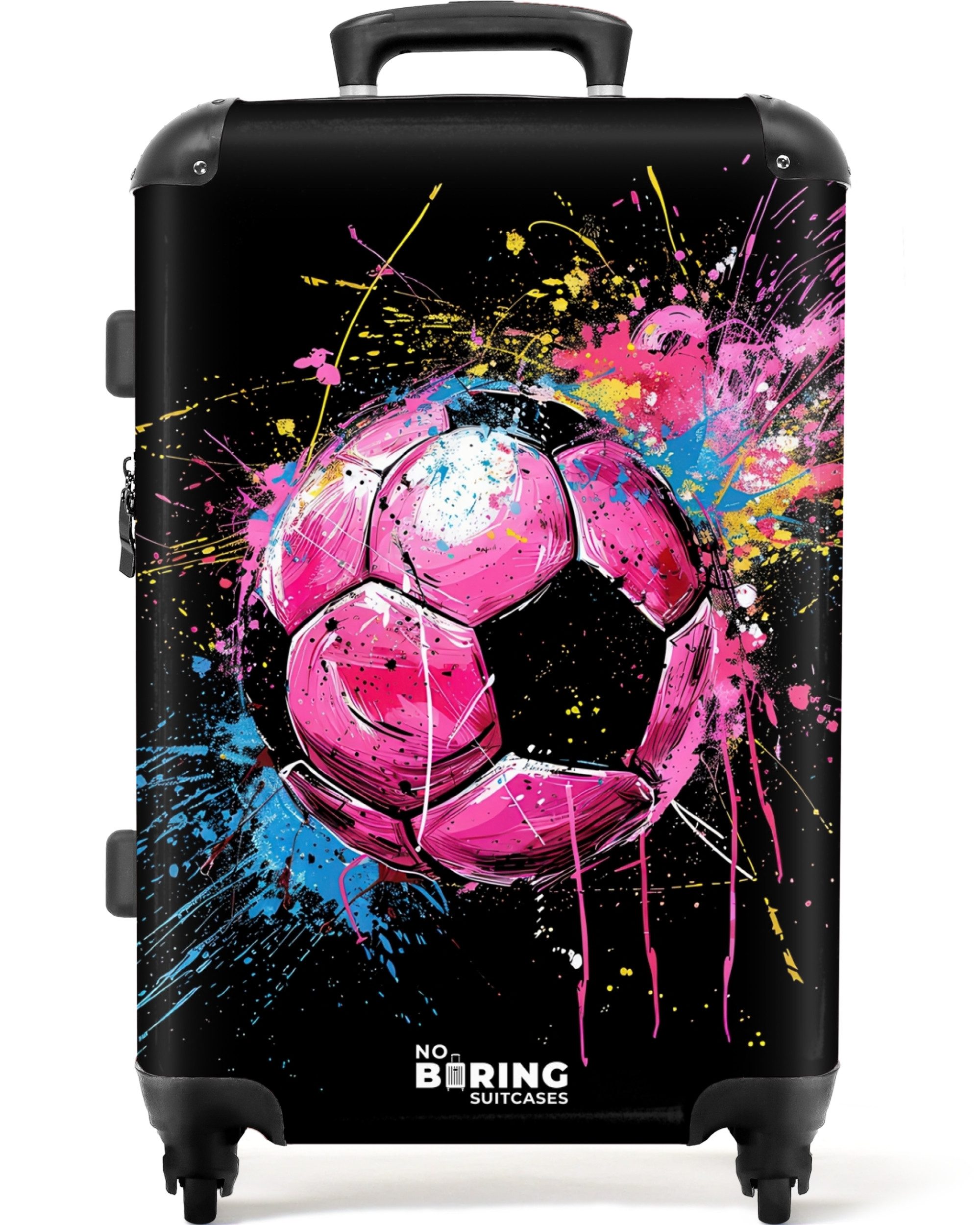 NoBoringSuitcases.com© Hartschalen-Trolley Rosa Fußball mit Graffiti günstig online kaufen