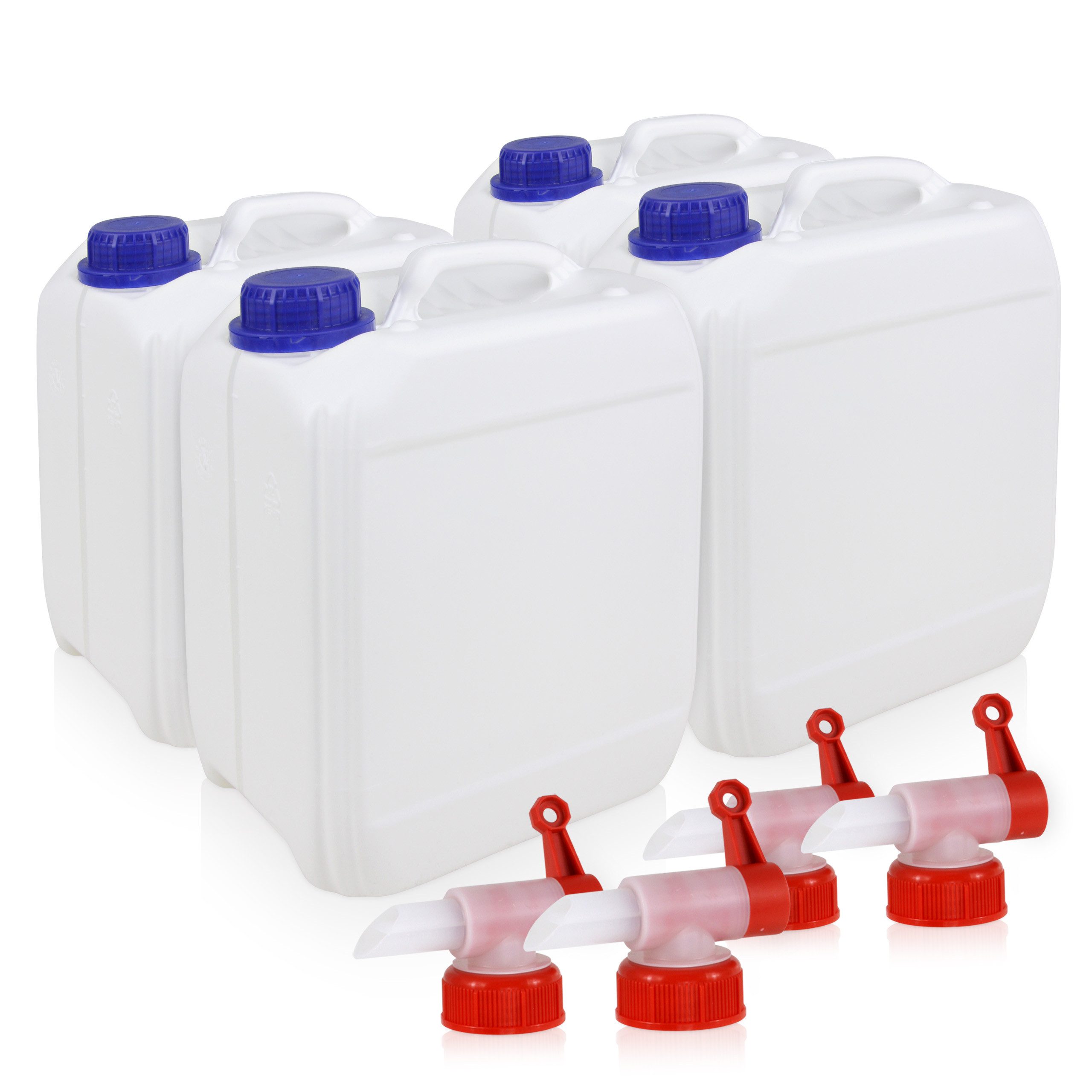 Höfer Chemie GmbH Kanister 4 x 5 L Kunststoff Kanister Set für Camping & Freizeit (1 St), Praktisch, stapelbar und lebensmittelgeeignet