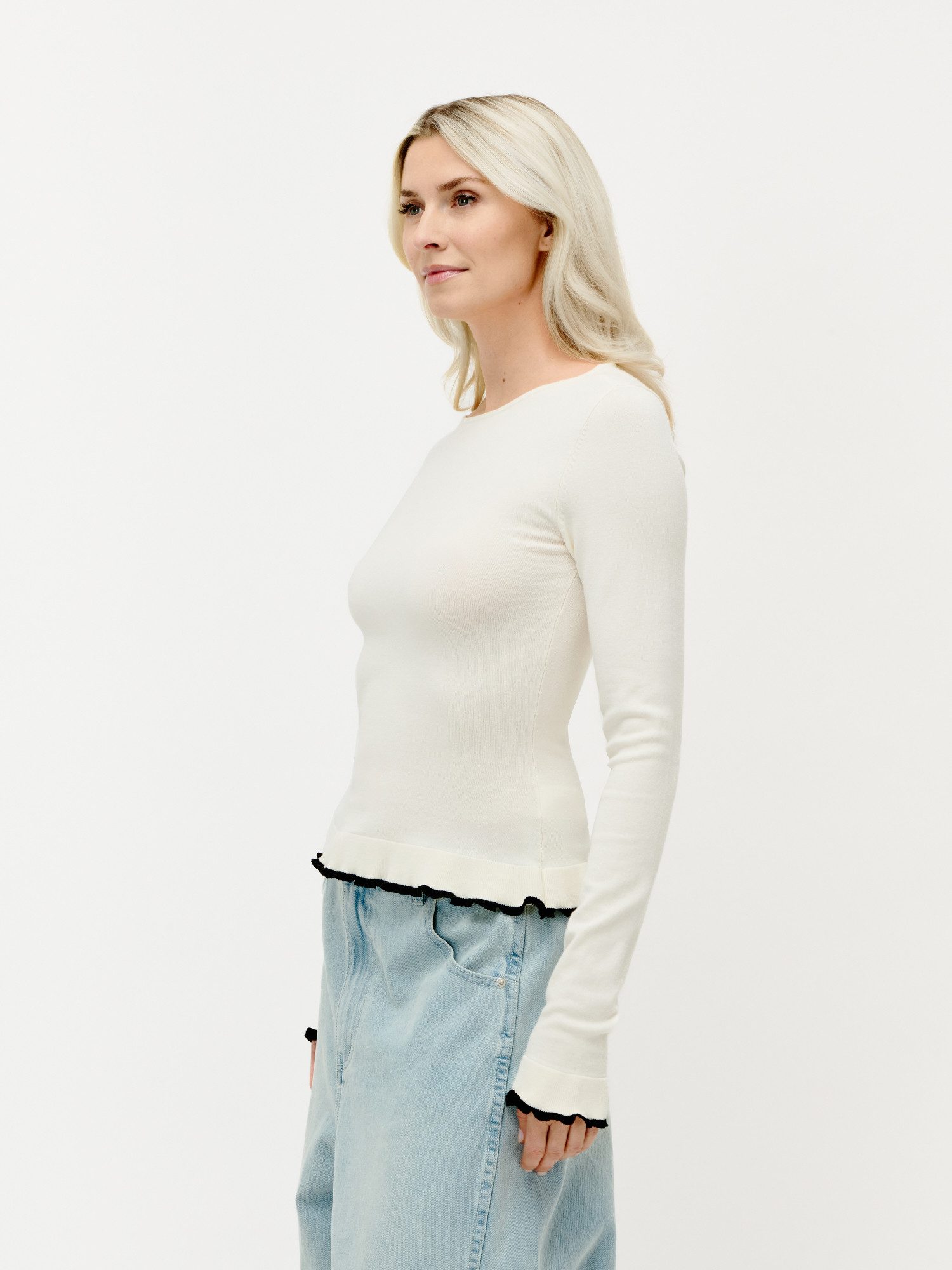 LeGer Strickpullover Marlen, LeGer by Lena Gercke slim fit, mit Wellenkanten